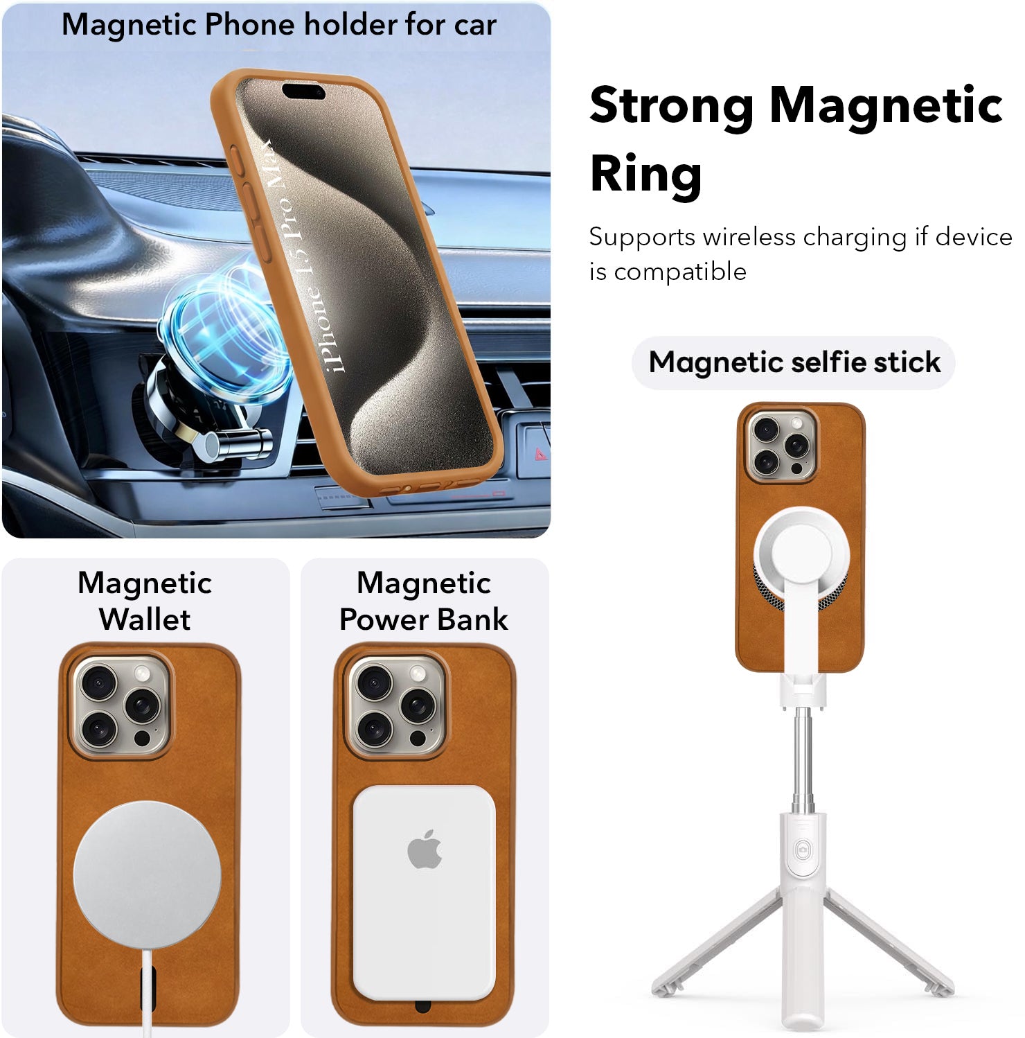 For Apple iPhone 15 Pro Max Back Cover Case (Sleek Leather Finish | MagSafe Compatible Wireless Charging | Camera Bump Protection)