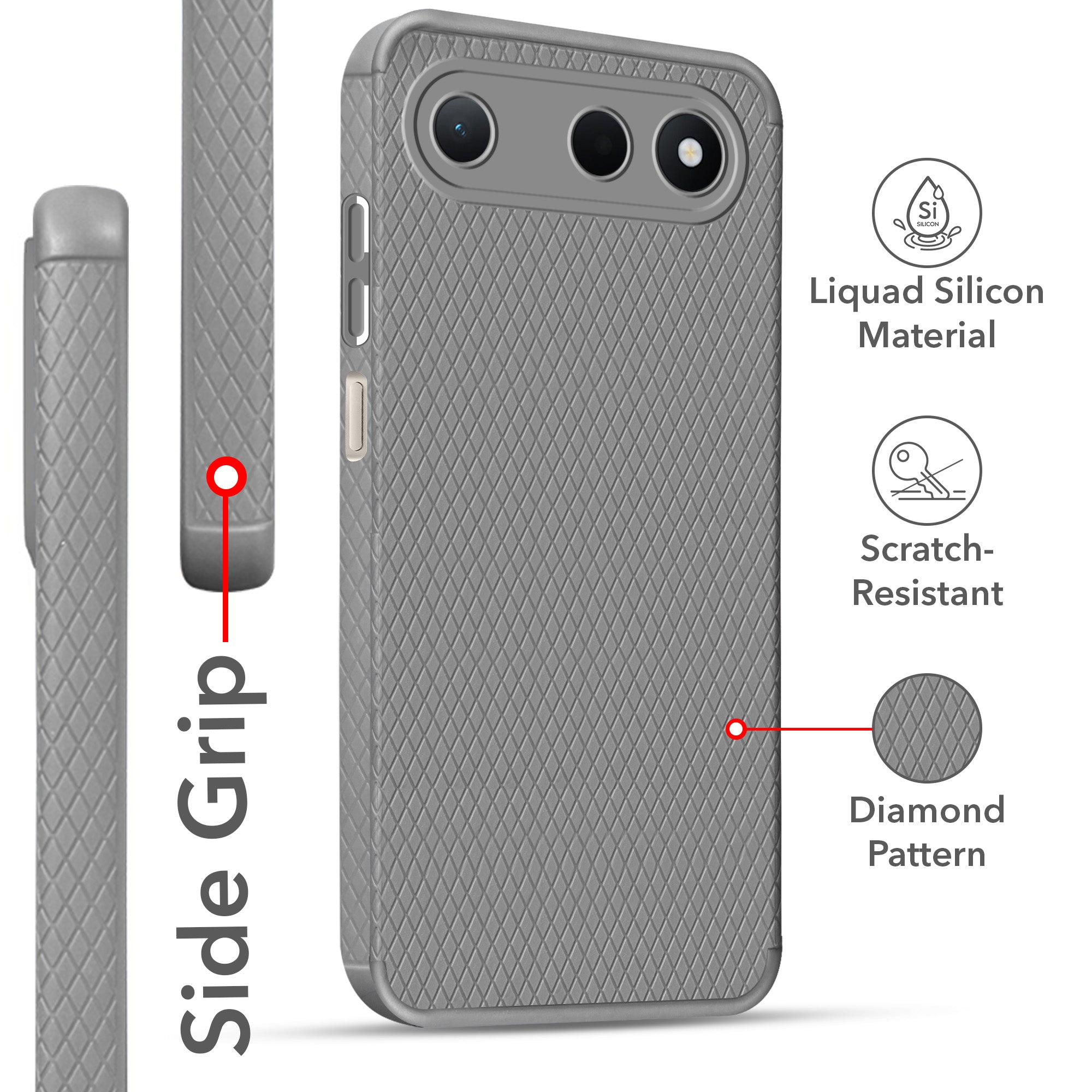 For Tecno Spark 50 Back Cover Case Liquid Silicone (Camera Protection | Side Grip Texture | Soft and Flexible)