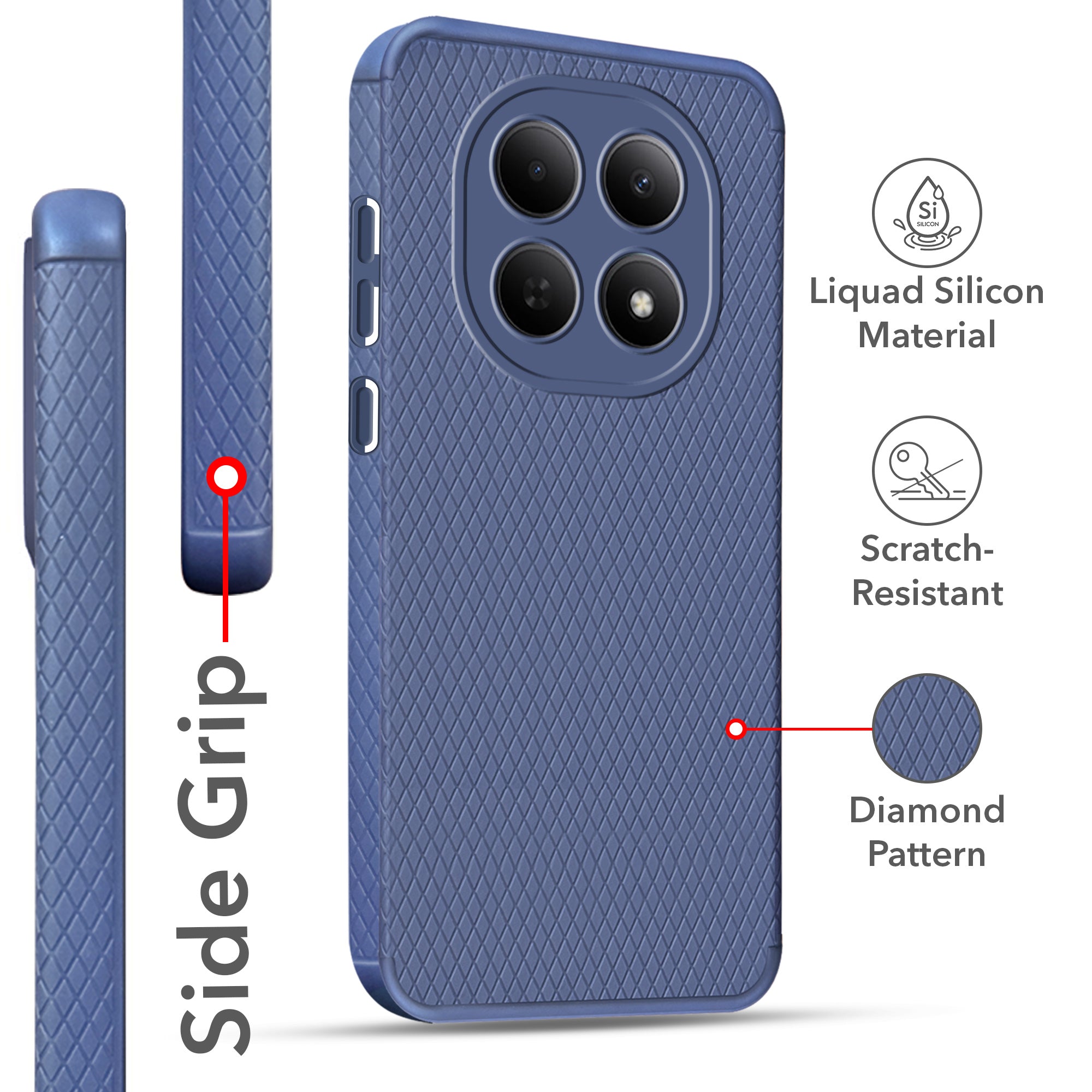 For Poco M8 5G Back Cover Case Liquid Silicone (Camera Protection | Side Grip Texture | Soft and Flexible)