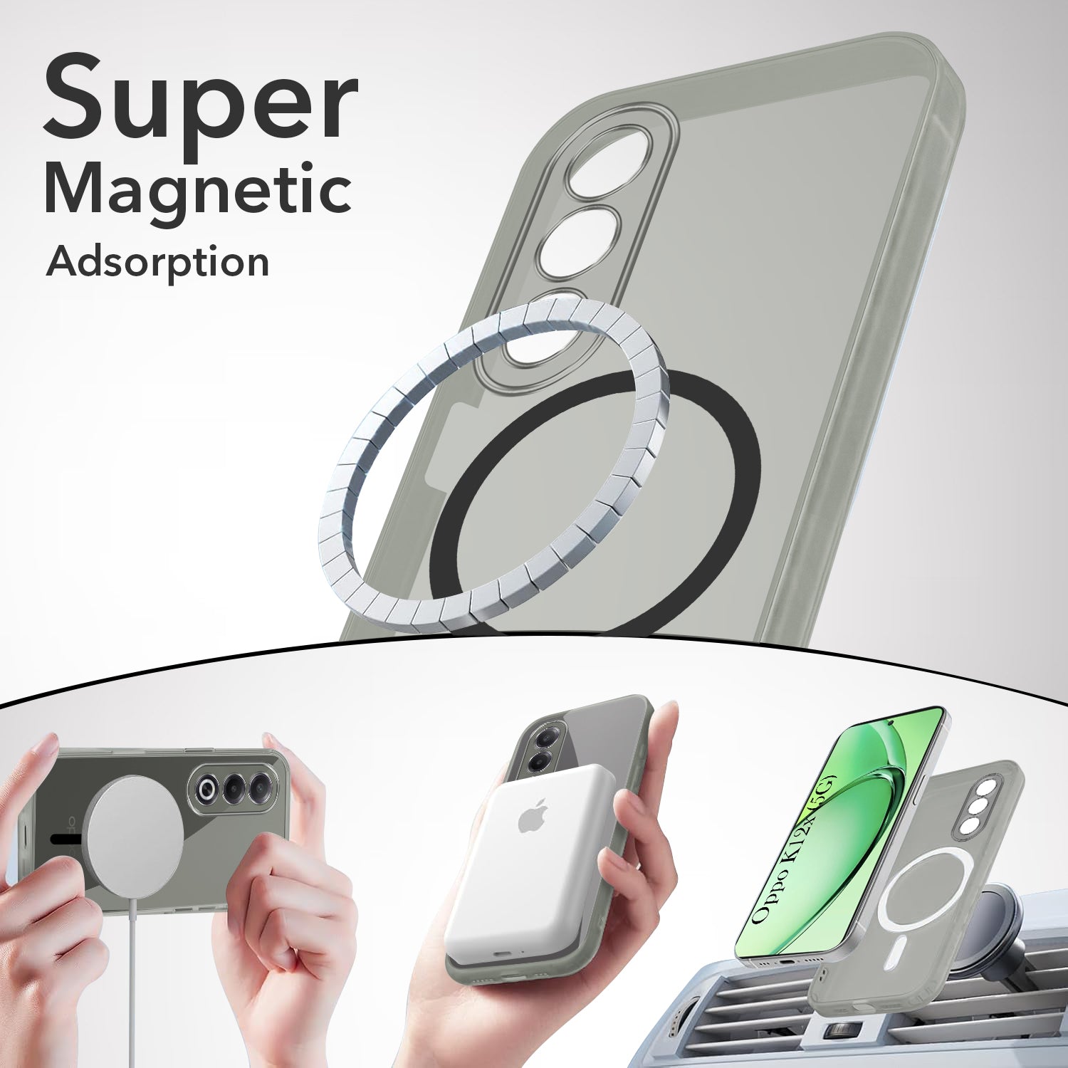 For Oppo K12x 5G Back Cover Case Lifetime Anti-Yellow MagSafe Compatible Clear (Sleek Hard Crystal | Shockproof and Camera Protection)