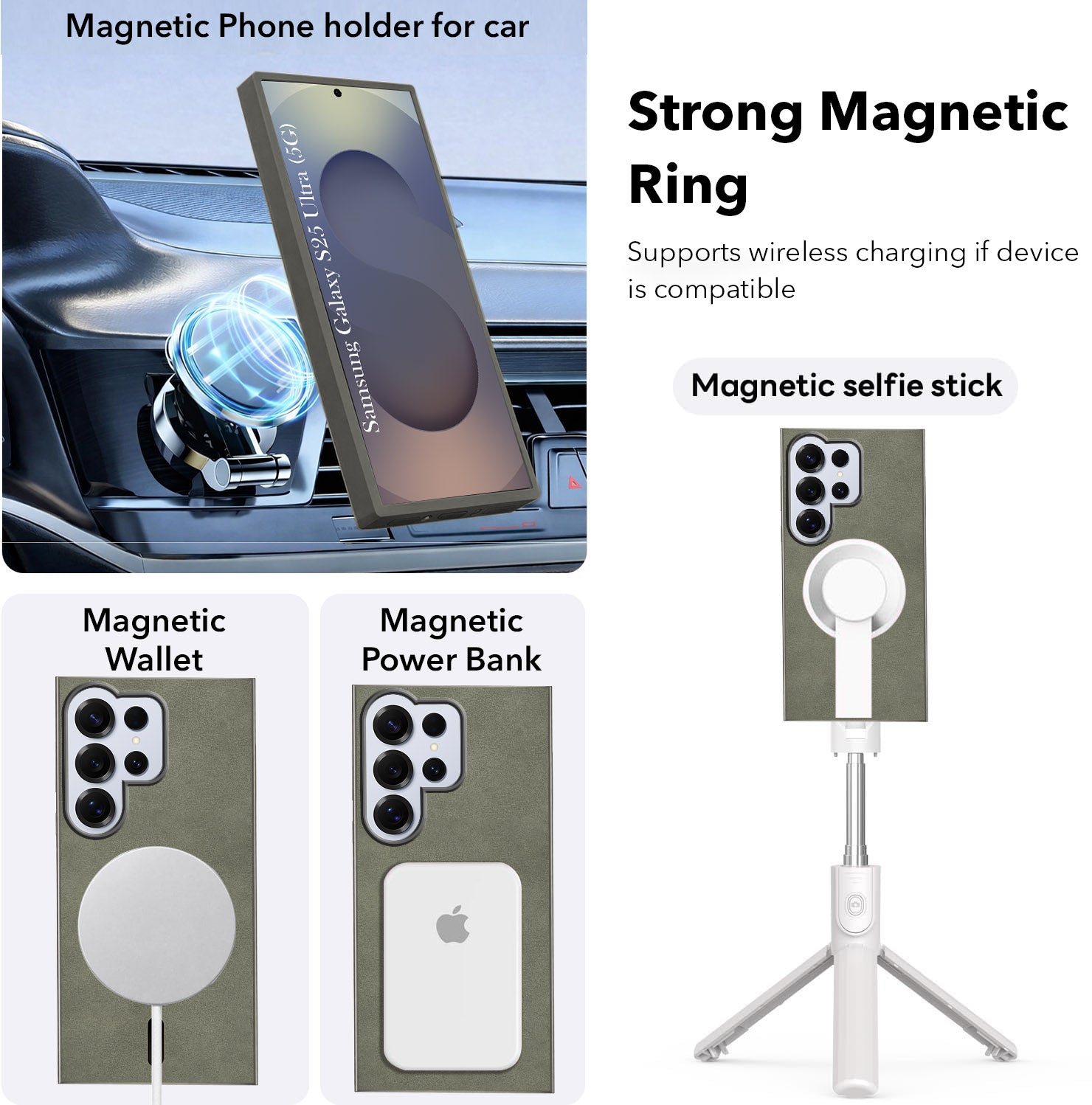 For Samsung Galaxy S25 Ultra Back Cover Case (Sleek Leather Finish | MagSafe Compatible Wireless Charging | Camera Bump Protection)