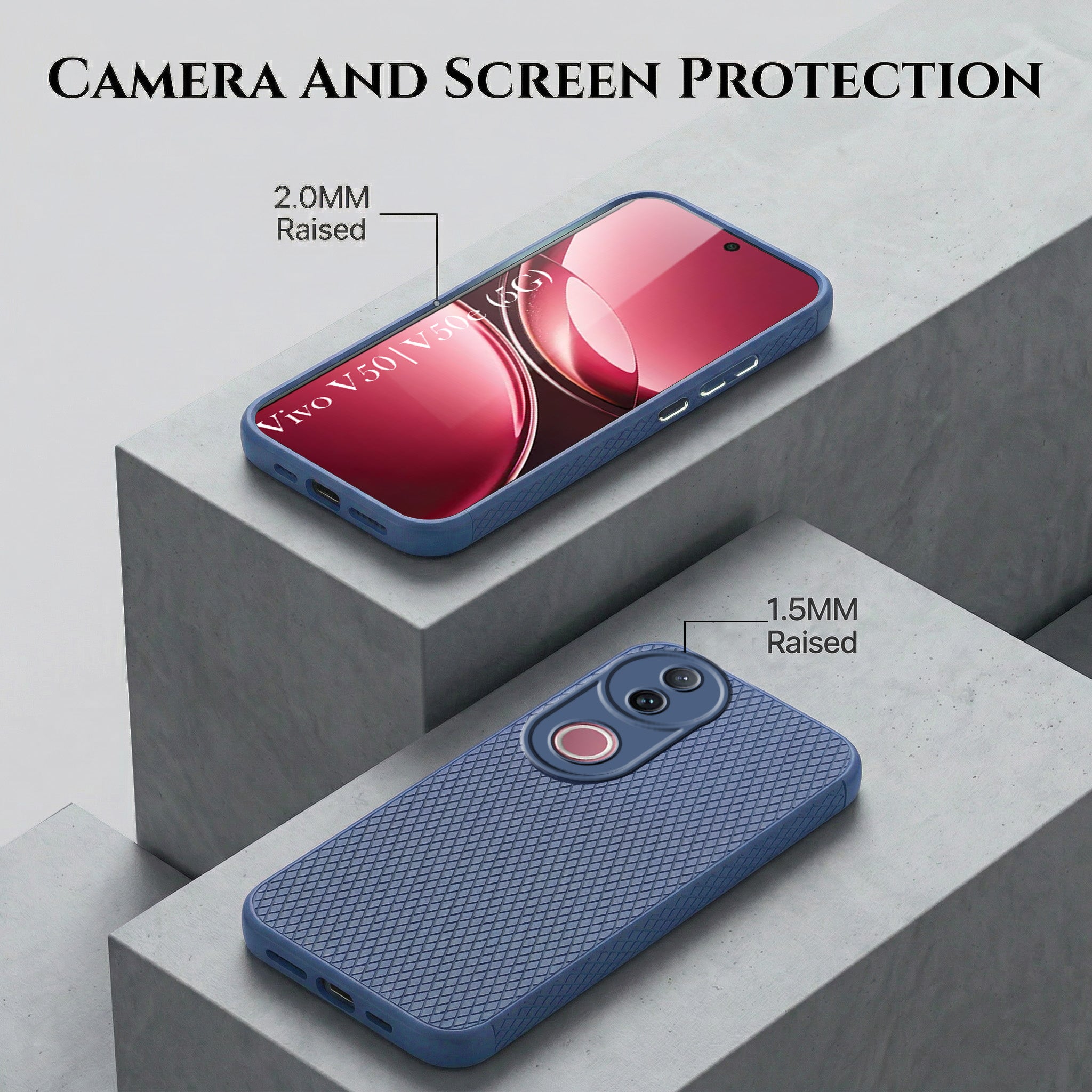 For Vivo V50 | Vivo V50e Combo with Back Cover and 9H Tempered Glass (Liquid Silicone | Camera Protection | Oleophobic Coating Screen Glass)