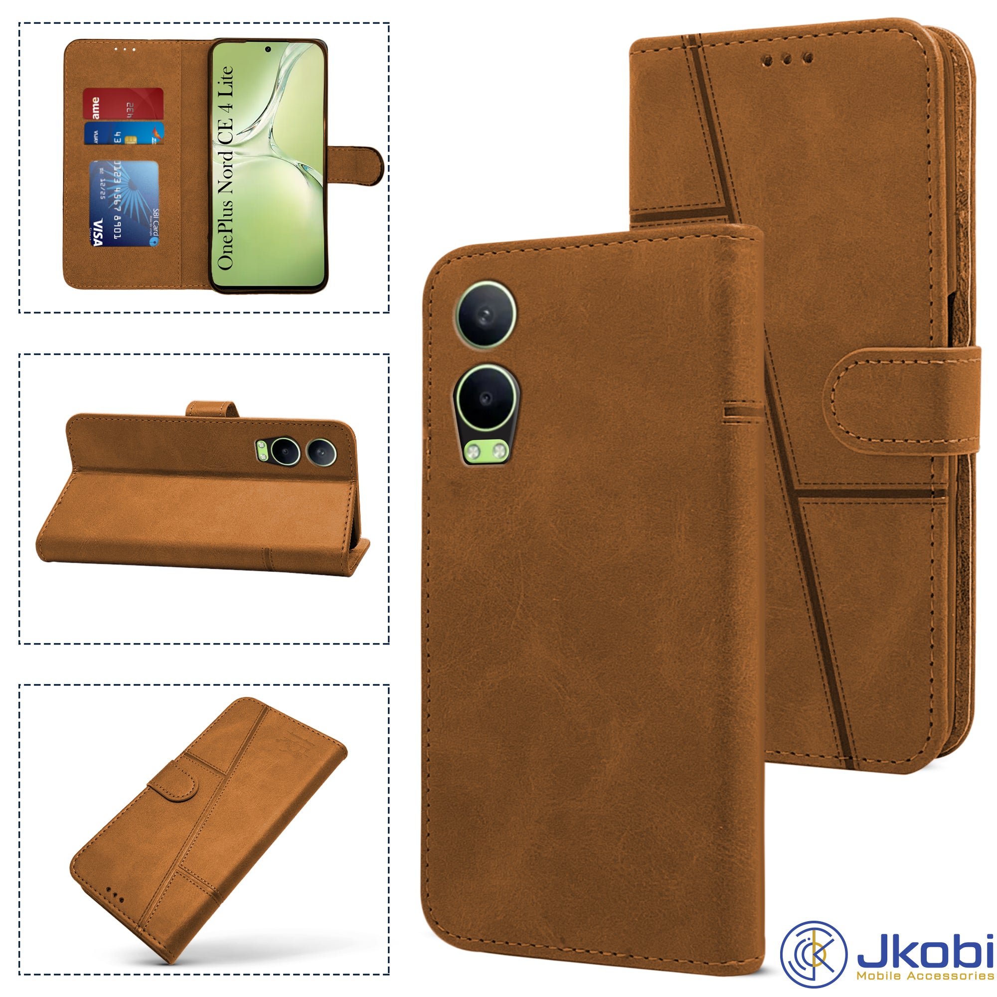 For OnePlus Nord CE 4 Lite Flip Cover Case (Stitched Leather with Magnetic Closure)