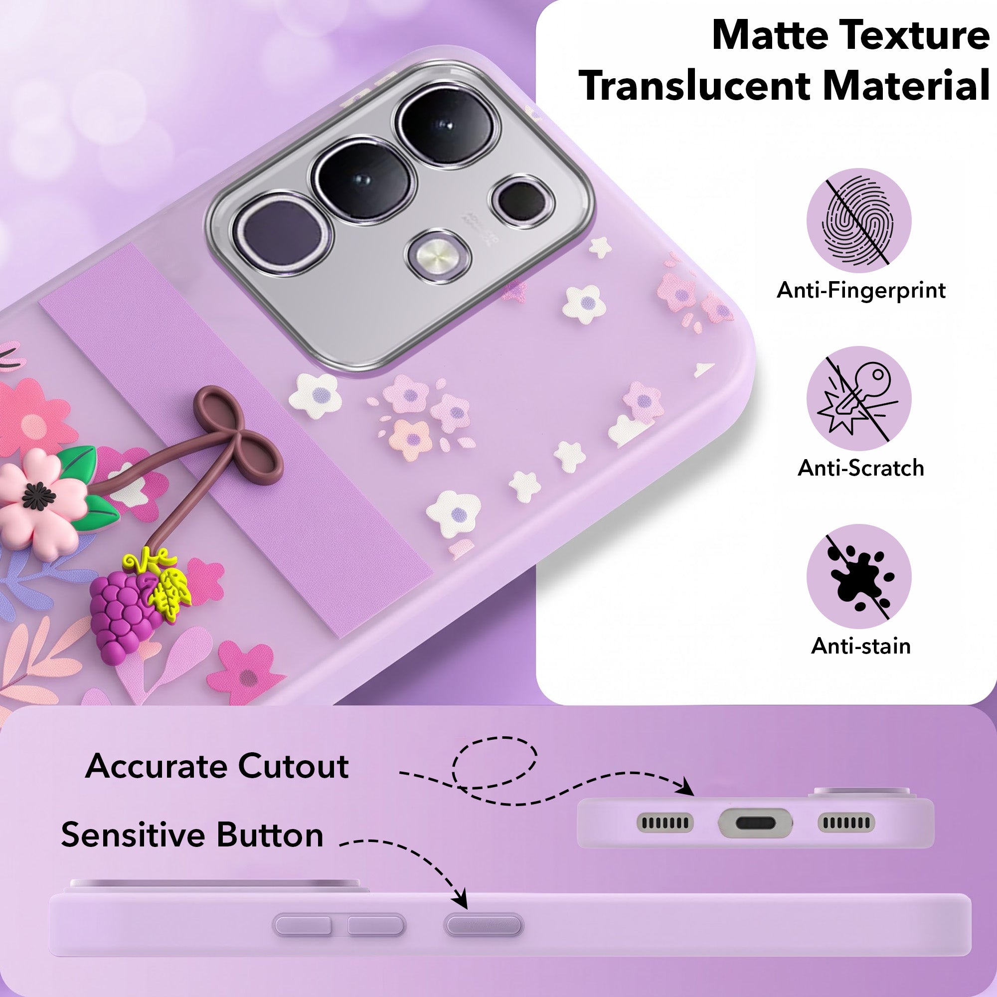 For Vivo iQOO Z10x Back Cover Case (3D Cute Cartoons | Hard Back Side Soft | Matte Premium Finish | HD Printing)