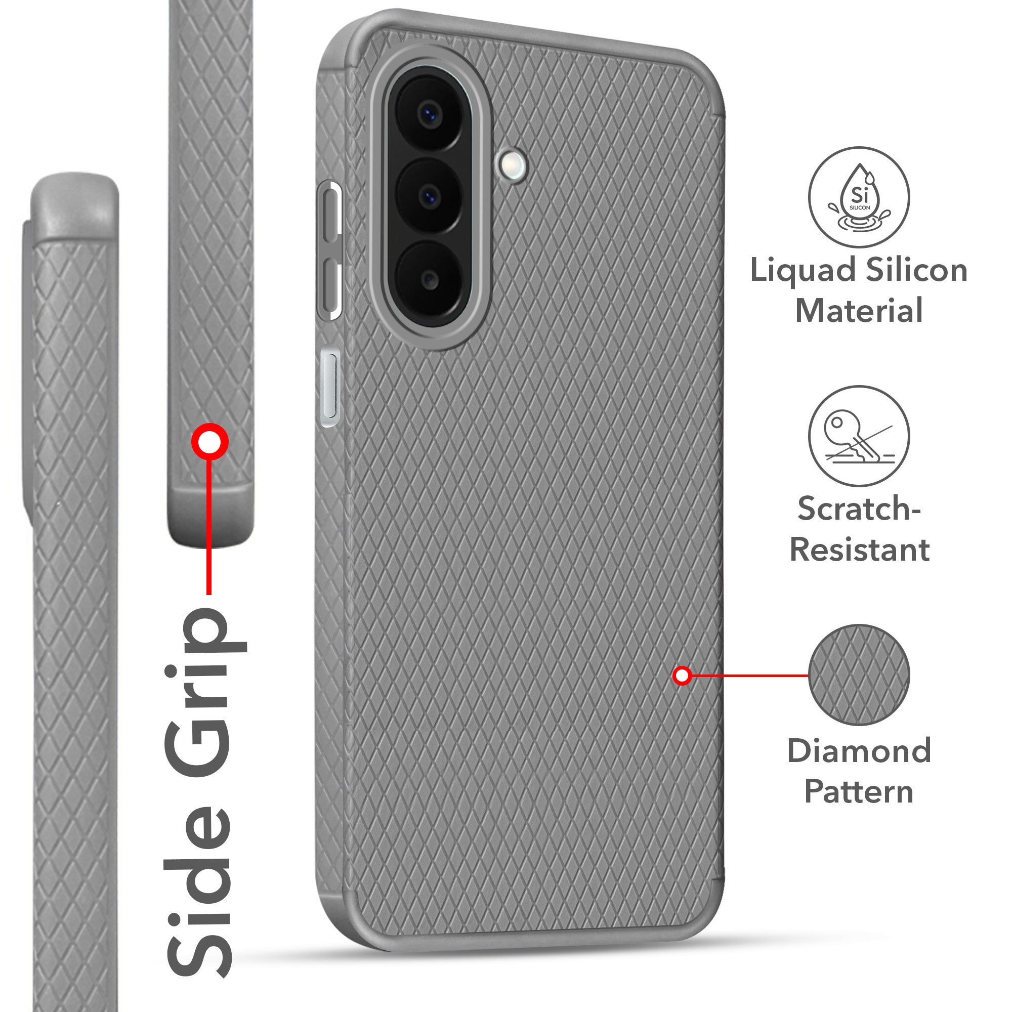 For Samsung Galaxy A27 5G | Samsung Galaxy M47 5G Back Cover Case Liquid Silicone (Camera Protection | Side Grip Texture | Soft and Flexible)