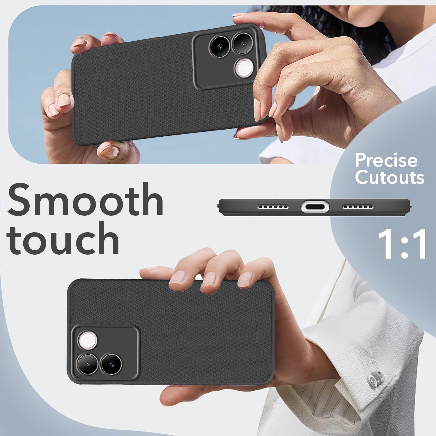 For Vivo iQOO Z7 Pro Back Cover Case (Liquid Silicone | Side Grip | Camera Protection)