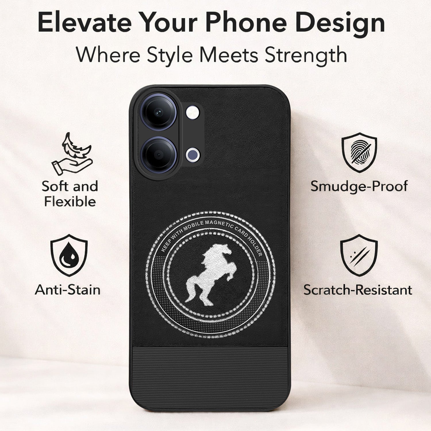 For Vivo iQOO Z11 Lite Back Cover Case PU Leather Finish (Professional Minimalist Texture | MagSafe Compatile | Camera Protection | Sleek Sober Formal)