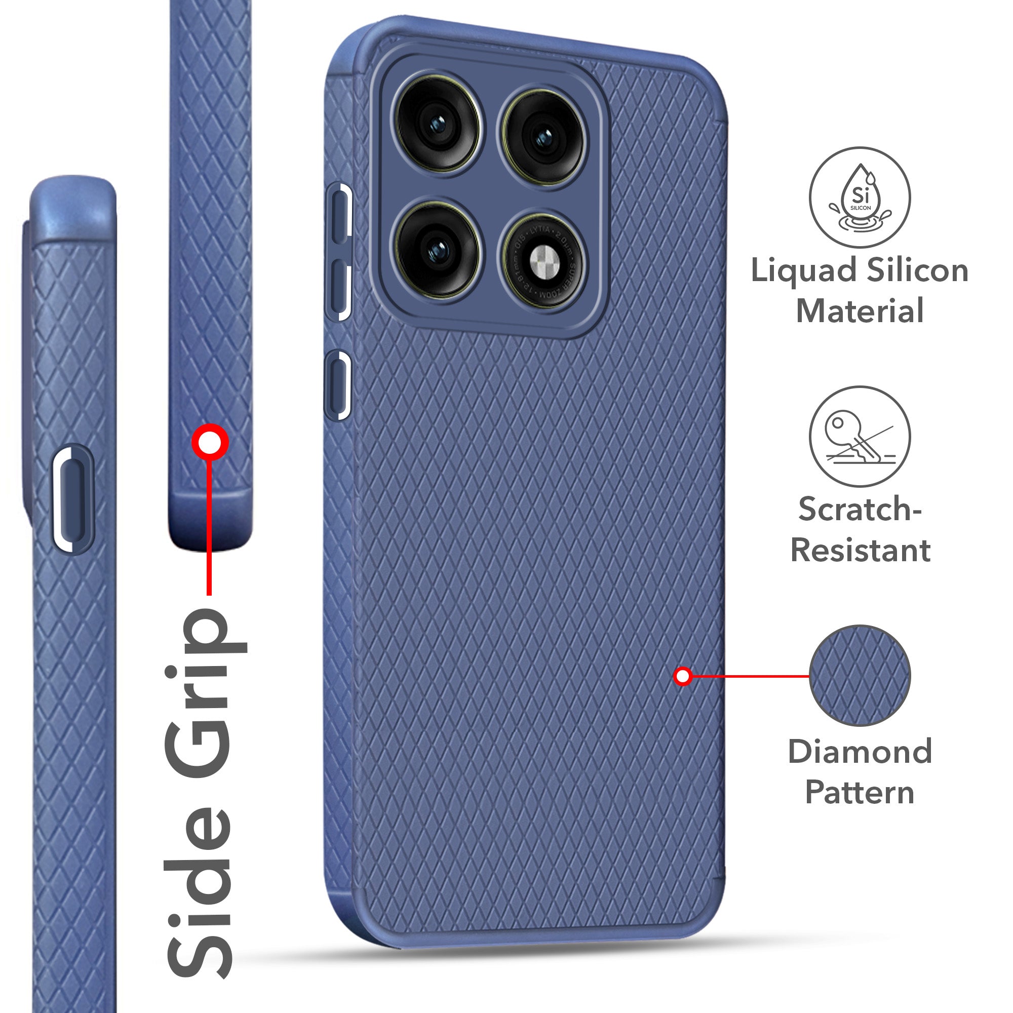 For Motorola Moto Edge 70 Pro Back Cover Case Liquid Silicone (Camera Protection | Side Grip Texture | Soft and Flexible)