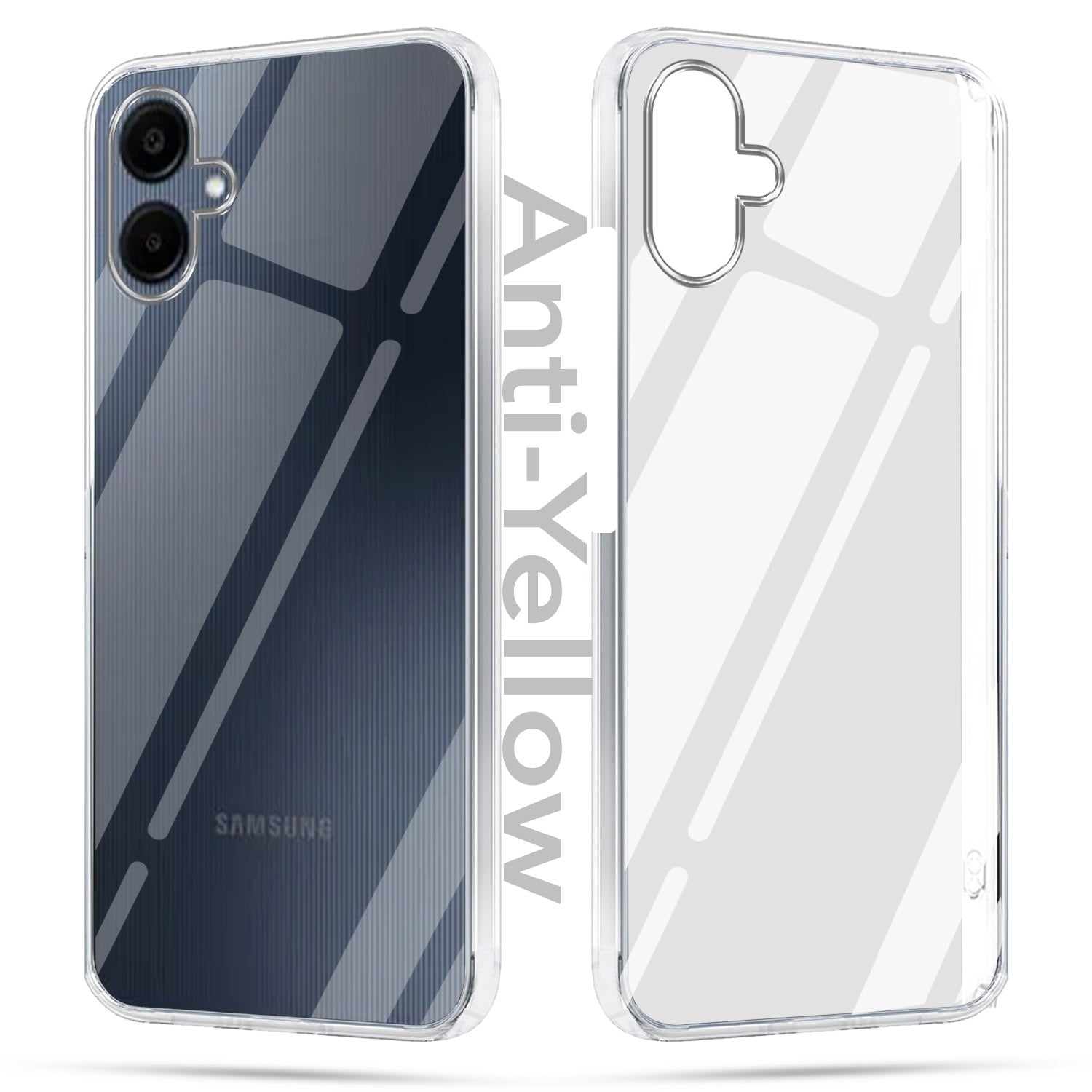 For Samsung Galaxy A06 Combo with Back Cover and 9H Tempered Glass (Lifetime Anti-Yellow | Sleek Hard Crystal | Oleophobic Coating Screen Glass)