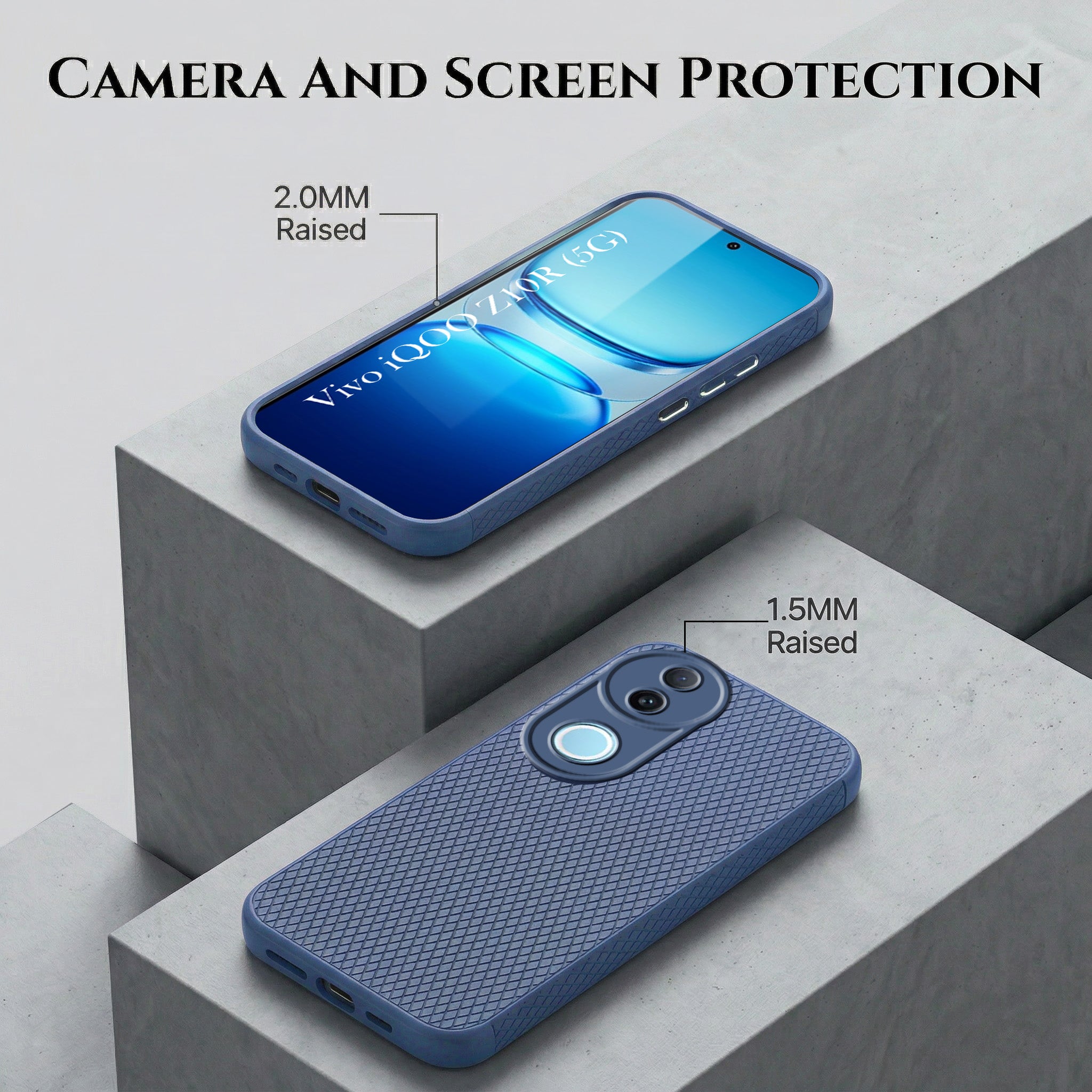 For Vivo iQOO Z10R Combo with Back Cover and 9H Tempered Glass (Liquid Silicone | Camera Protection | Oleophobic Coating Screen Glass)