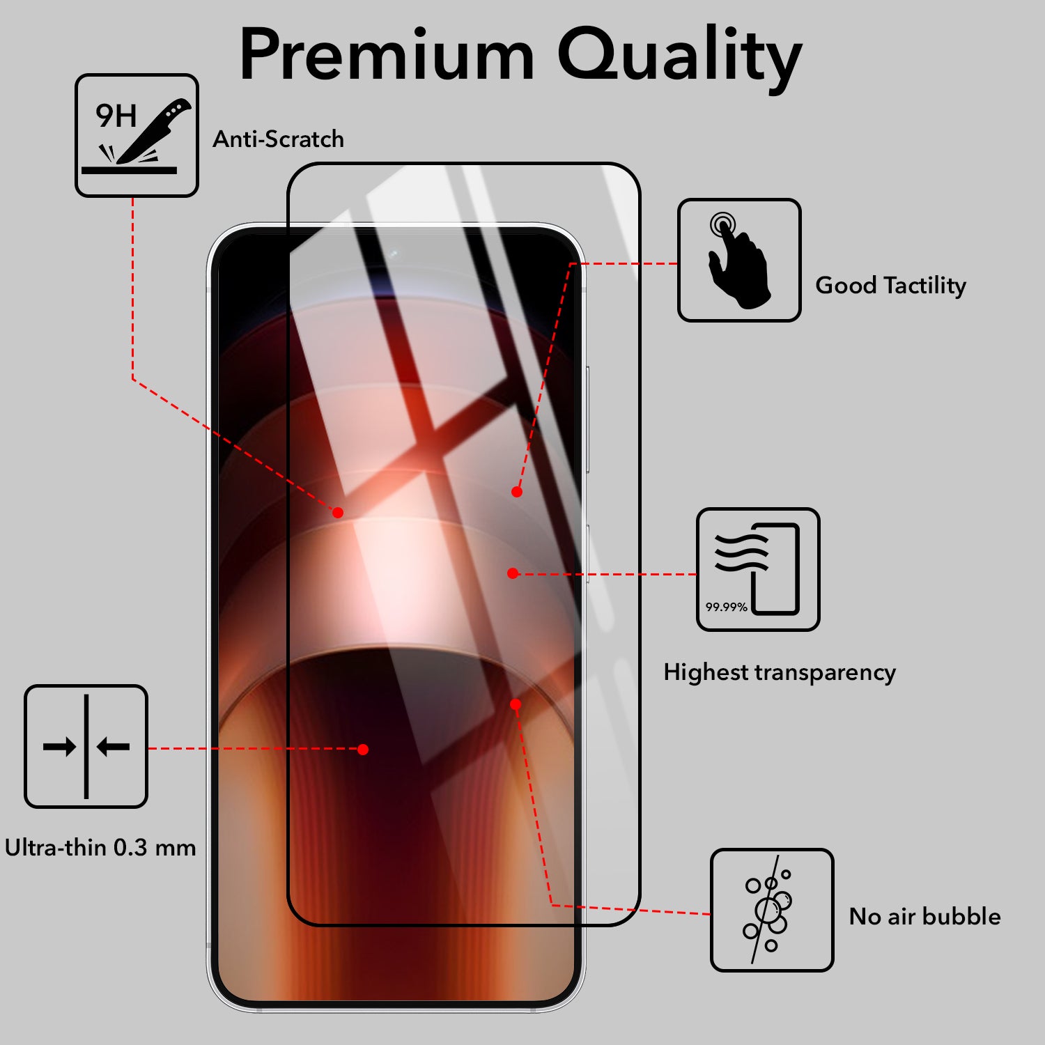 Tempered Glass For Vivo IQOO Neo 9 Pro Military-Grade Gorilla Tempered Glass Screen Protector With Installation Kit | Shatterproof, Full Coverage, HD Clear, Scratch Resistant (Pack of 1)
