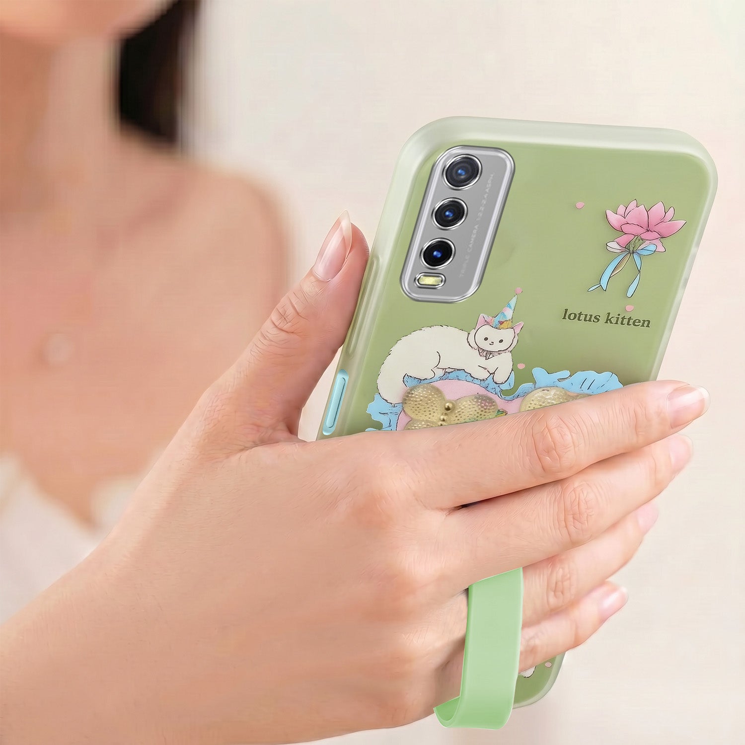 For Vivo Y20 | Y20i  Back Cover Case (3D Cute Heart Strap Holder | Camera Protection | Designer Girls Print)