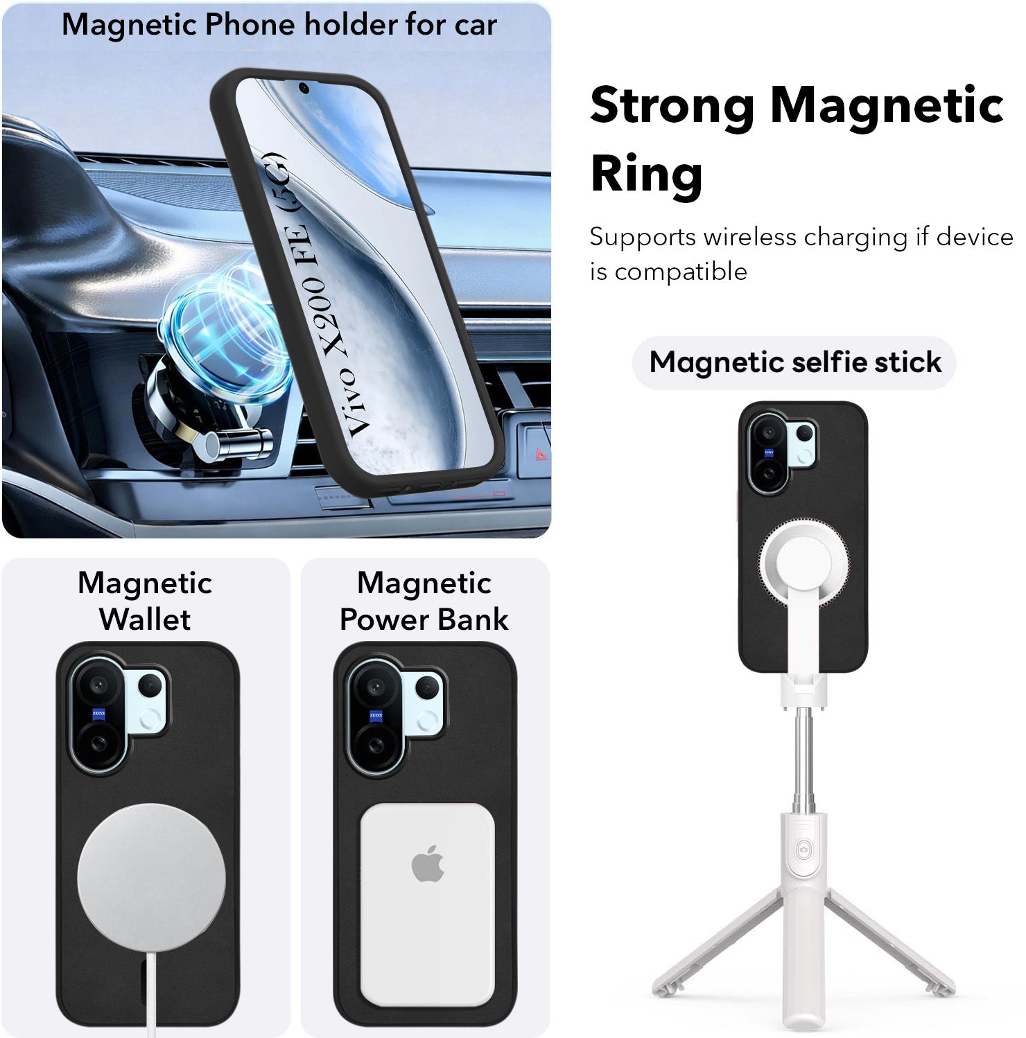 For Vivo X200 FE Back Cover Case Leather Finish (MagSafe Compatible Wireless Charging | Soft Touch | Camera Bump Protection)