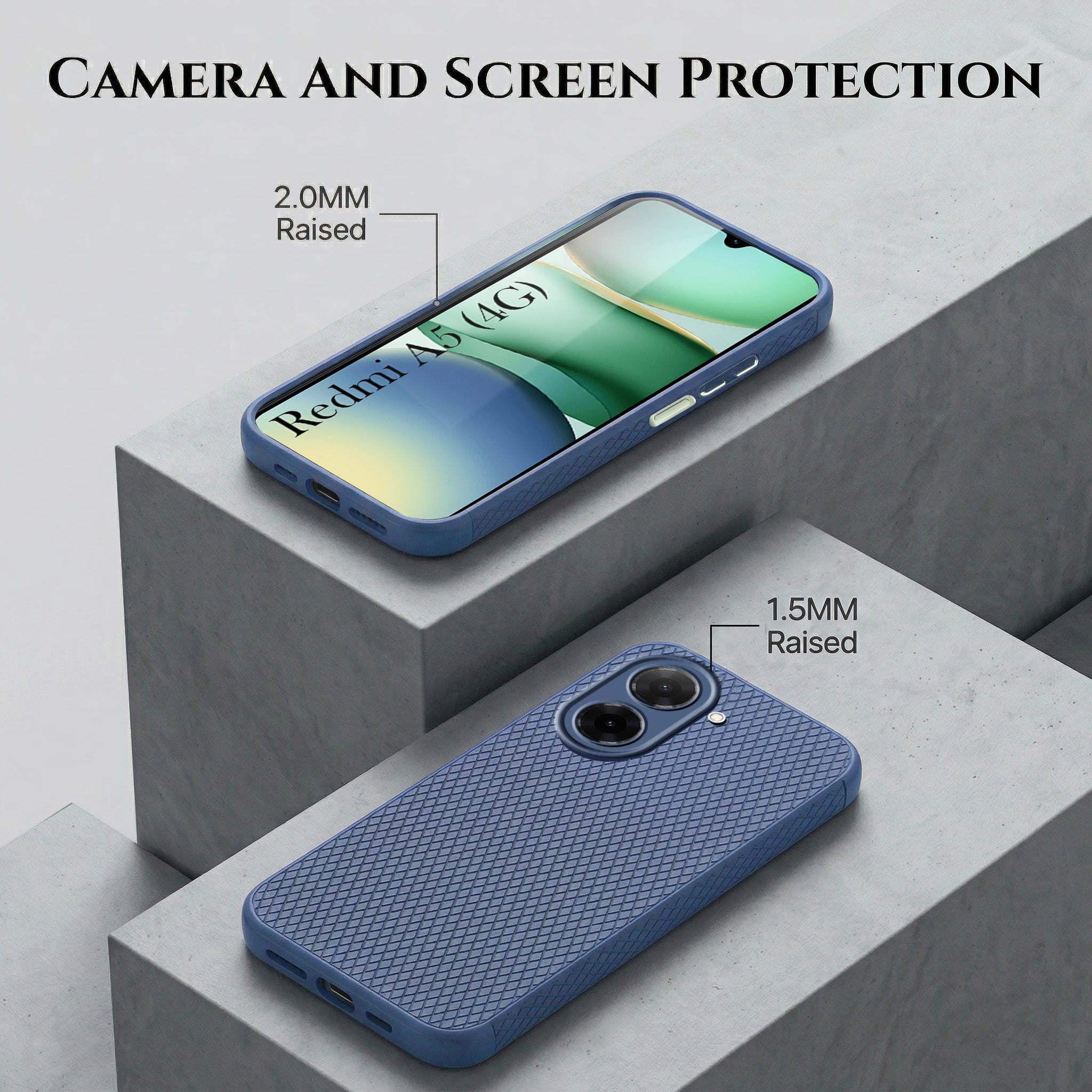 For Redmi A5 4G Combo with Back Cover and 9H Tempered Glass (Liquid Silicone | Camera Protection | Oleophobic Coating Screen Glass)