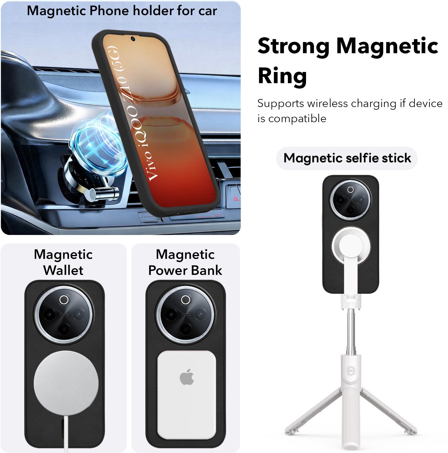 For Vivo iQOO Z10 Back Cover Case Leather Finish (MagSafe Compatible Wireless Charging | Soft Touch | Camera Bump Protection)