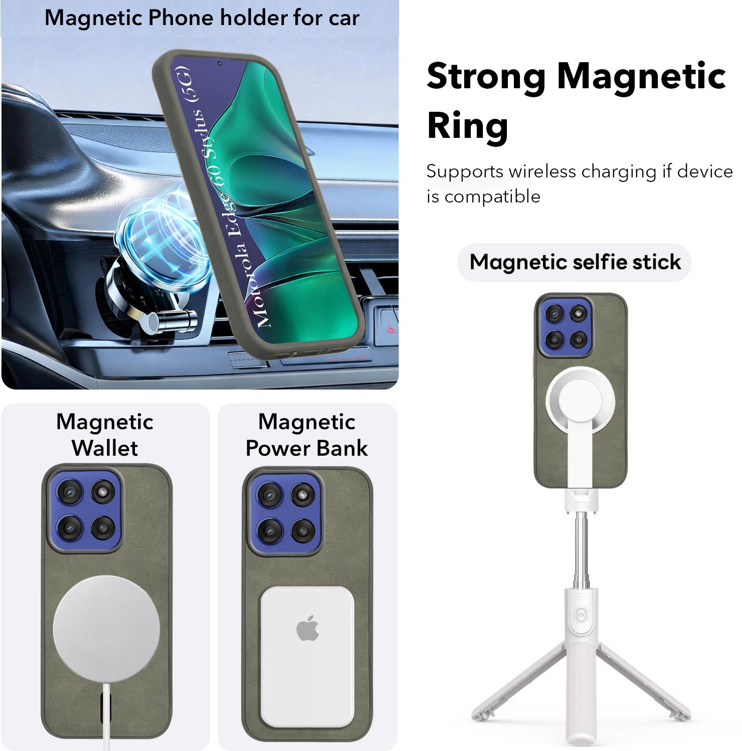 For Motorola Moto Edge 60 Stylus Back Cover Case Leather Finish (MagSafe Compatible Wireless Charging | Soft Touch | Camera Bump Protection)