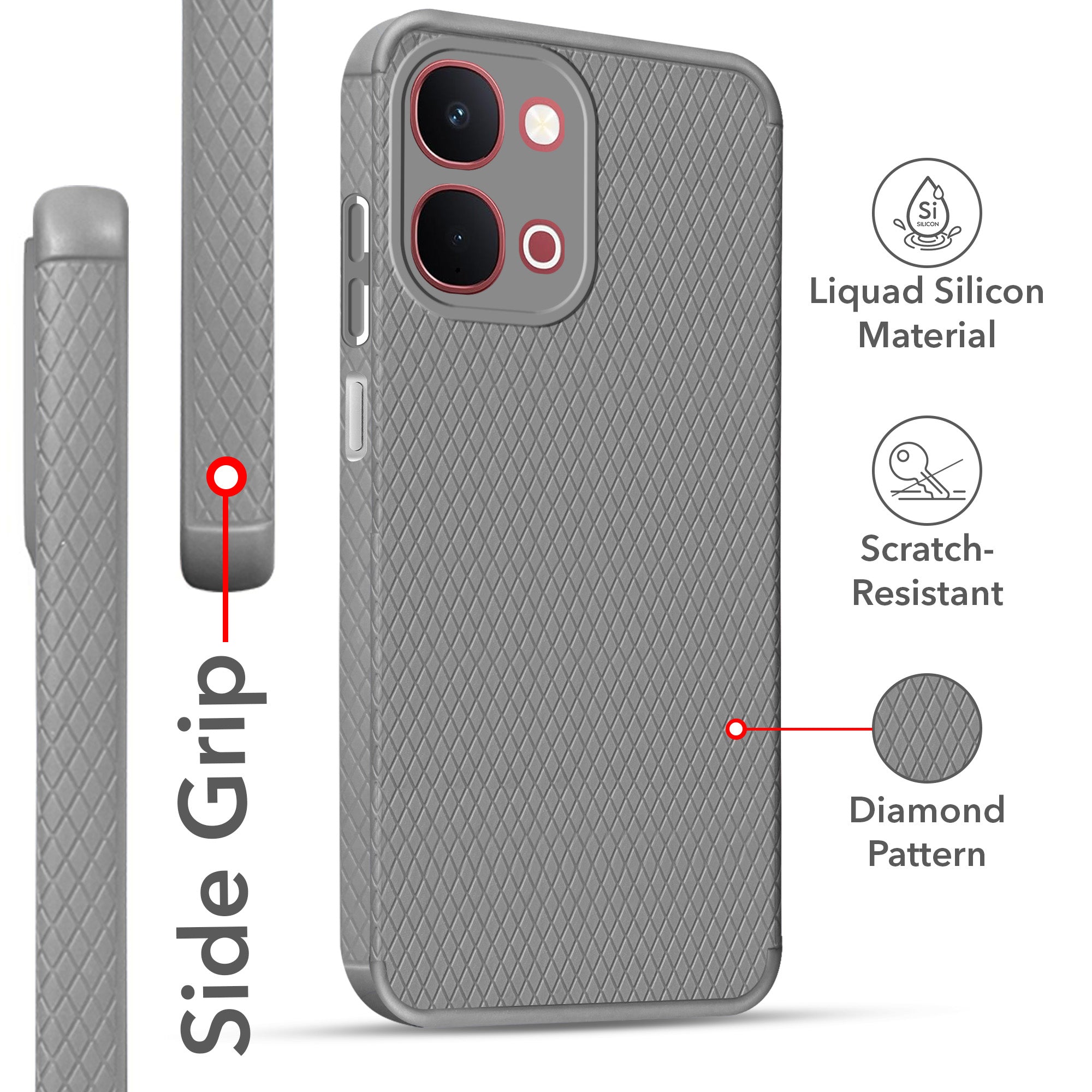For Vivo Y31T 5G Back Cover Case Liquid Silicone (Camera Protection | Side Grip Texture | Soft and Flexible)