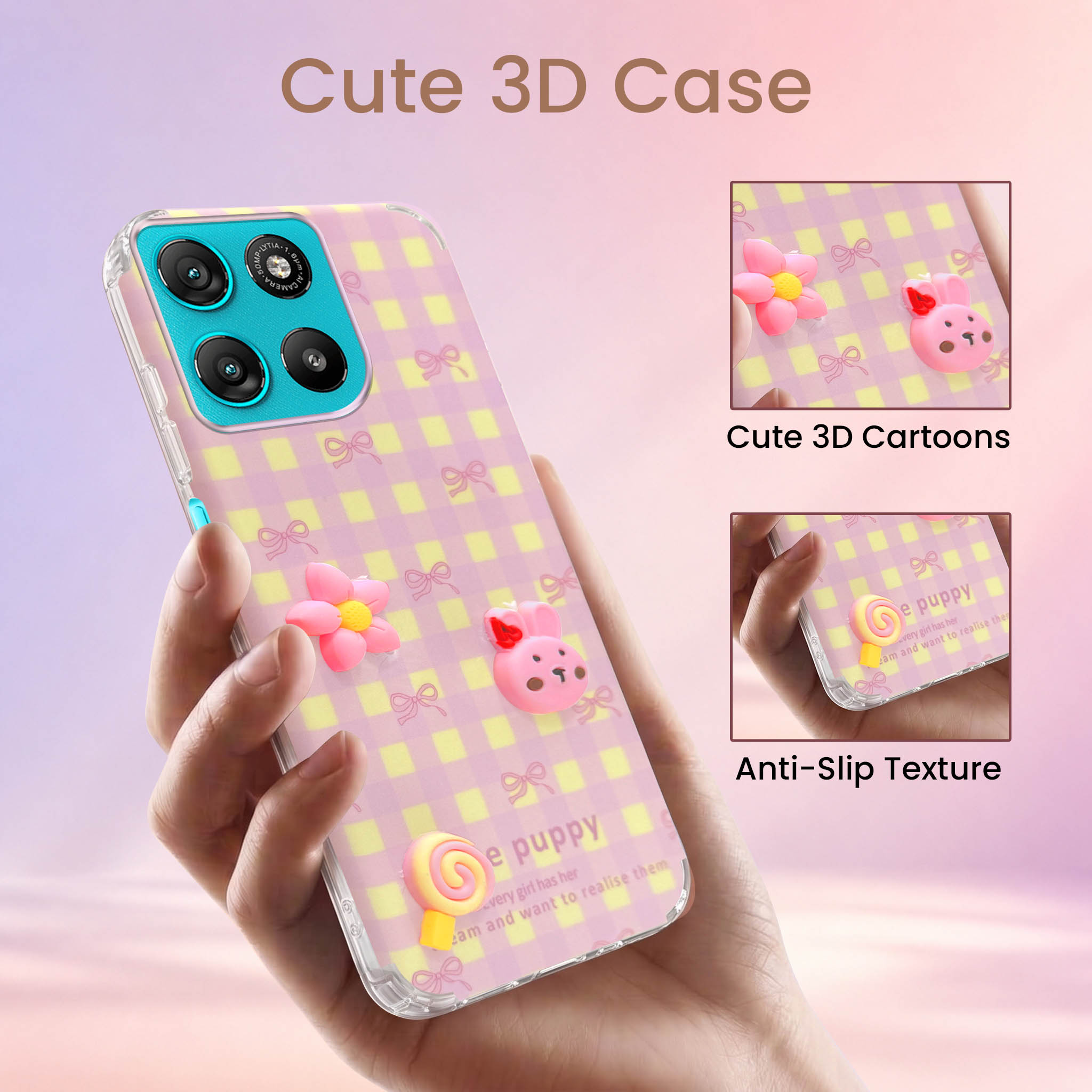 For Motorola Moto G67 Power | G57 Power Back Cover Case (3D Cute Cartoons | Hard Back Side Soft | Matte Premium Finish | HD Printing)
