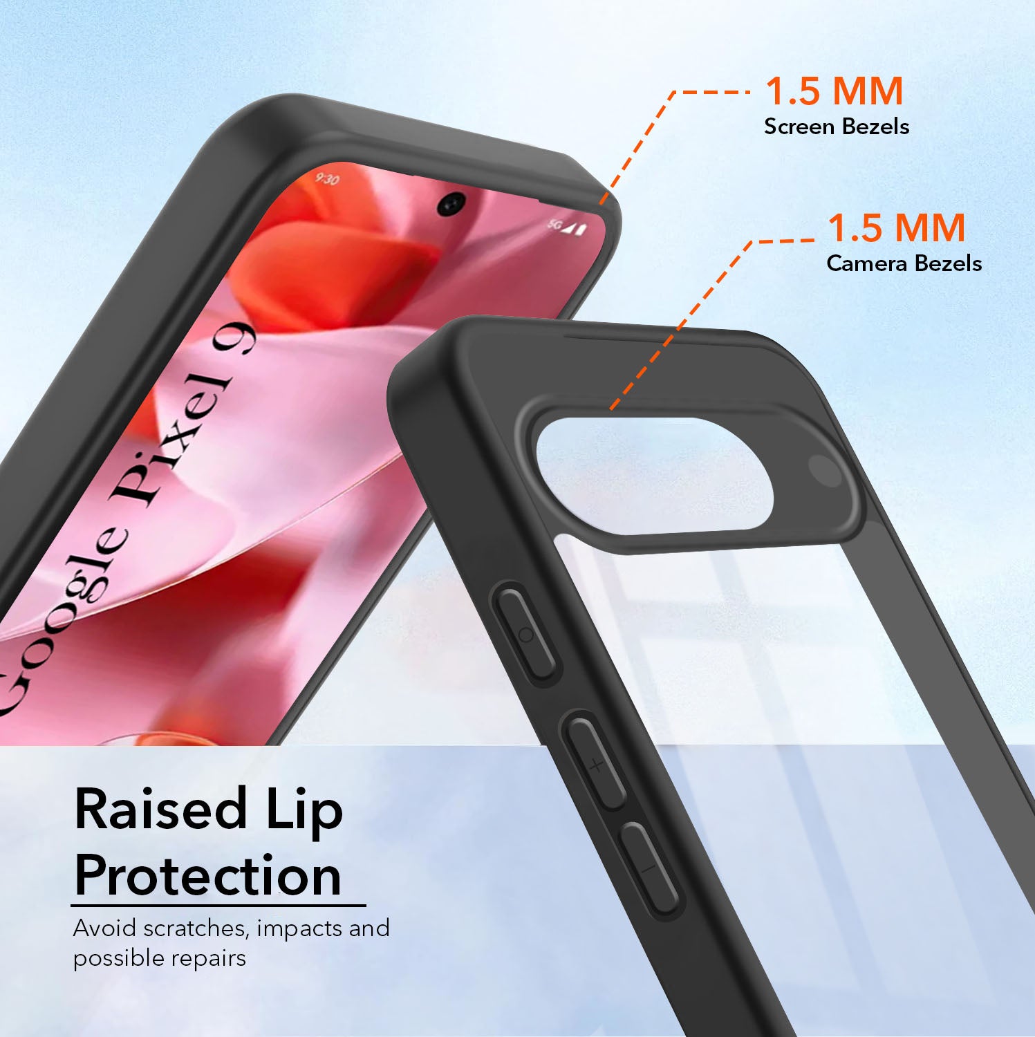 For Google Pixel 9 Combo with Back Cover and 9H Tempered Glass (Lifetime Anti-Yellow | Crystal Clear Shockproof | Oleophobic Coating Screen Glass)