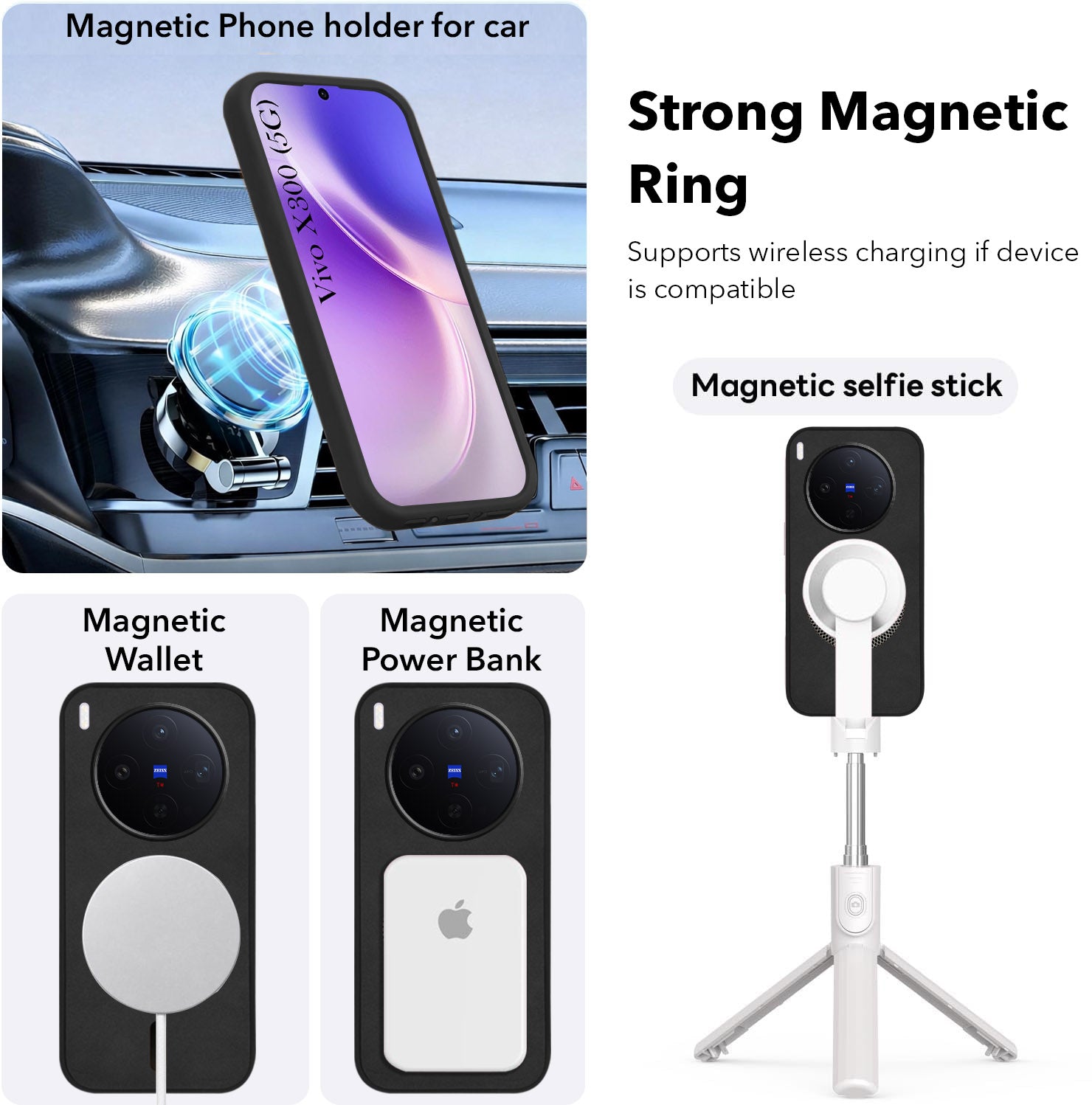 For Vivo X300 5G Back Cover Case Leather Finish (MagSafe Compatible Wireless Charging | Soft Touch | Camera Bump Protection)