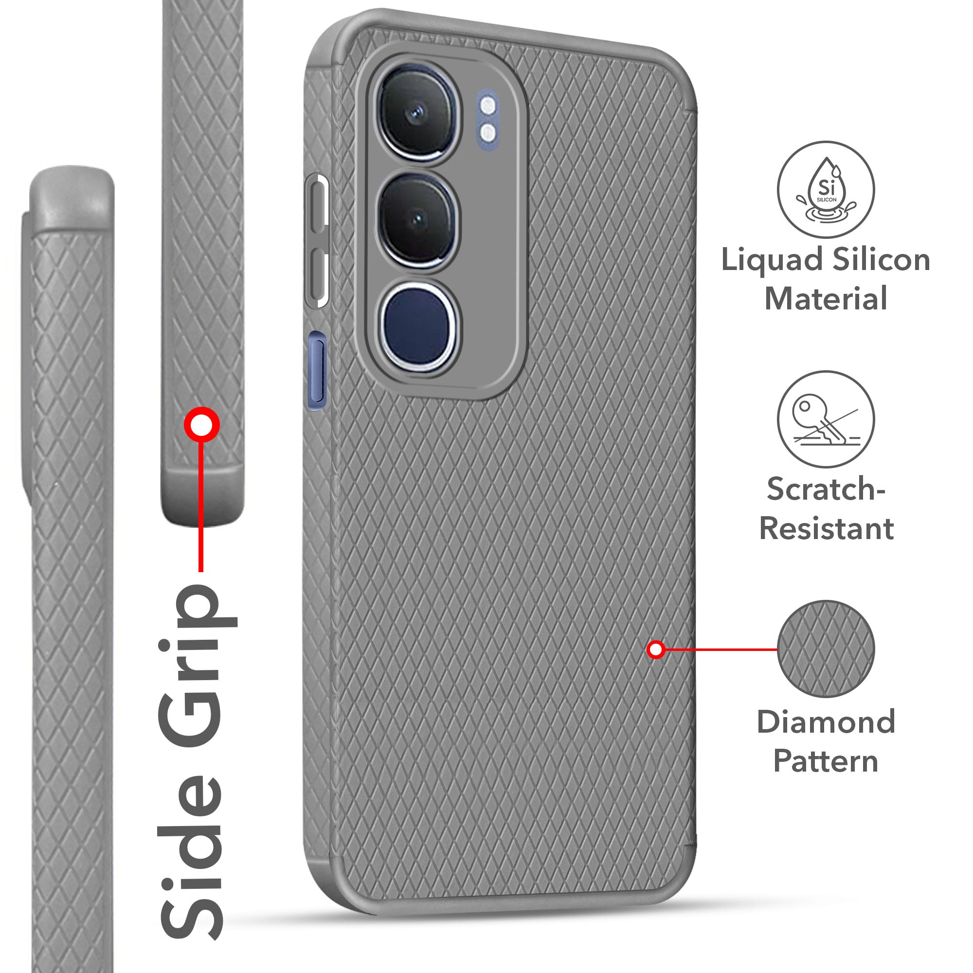 For Vivo Y29  Back Cover Case (Liquid Silicone | Side Grip | Camera Protection)