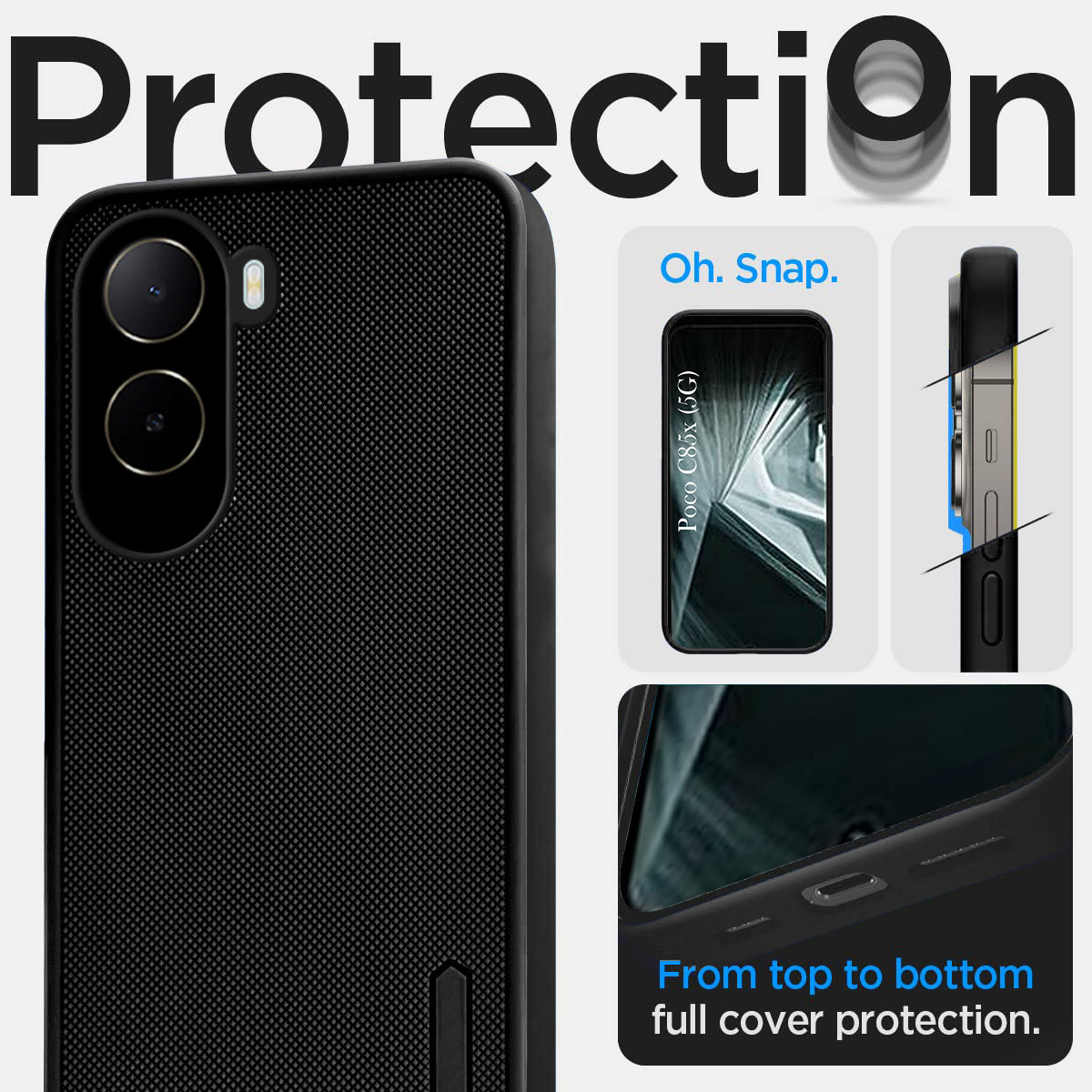 For Poco C85x 5G Back Cover Case Rubberised (Textured Grip Design | Micro-Fiber Cloth Inside | Slim and Light Weight | Soft Touch and Feel)