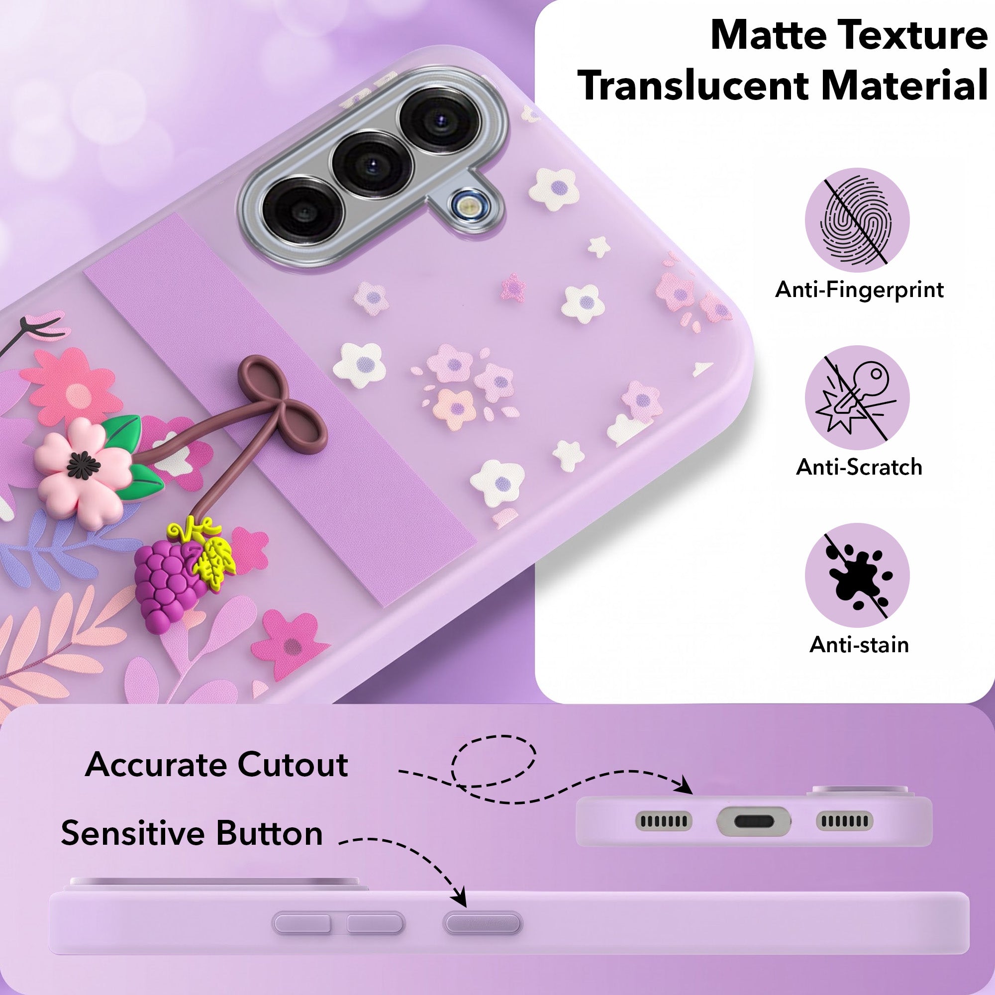 For Samsung Galaxy A17 | Samsung F17 | Samsung M17 5G Back Cover Case (3D Cute Cartoons | Hard Back Side Soft | Matte Premium Finish | HD Printing)