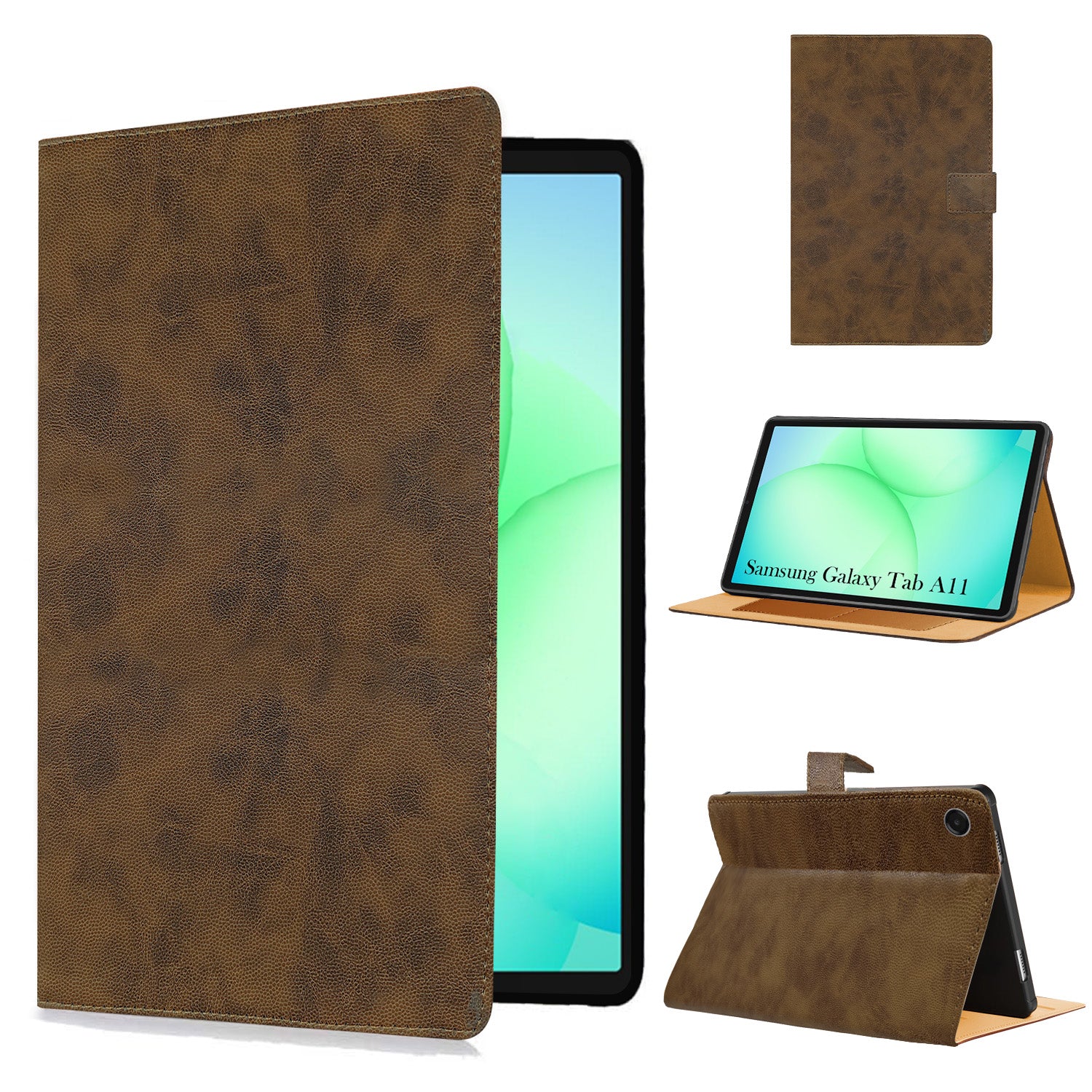 For Samsung Galaxy Tab A11 8.7 Inch SM-X133/X135/X135F Flip Cover Folio Cover (PU Matte Leather | Multi-Angle Smart Stand | Card Storage Slots | Silicone Back Pouch)