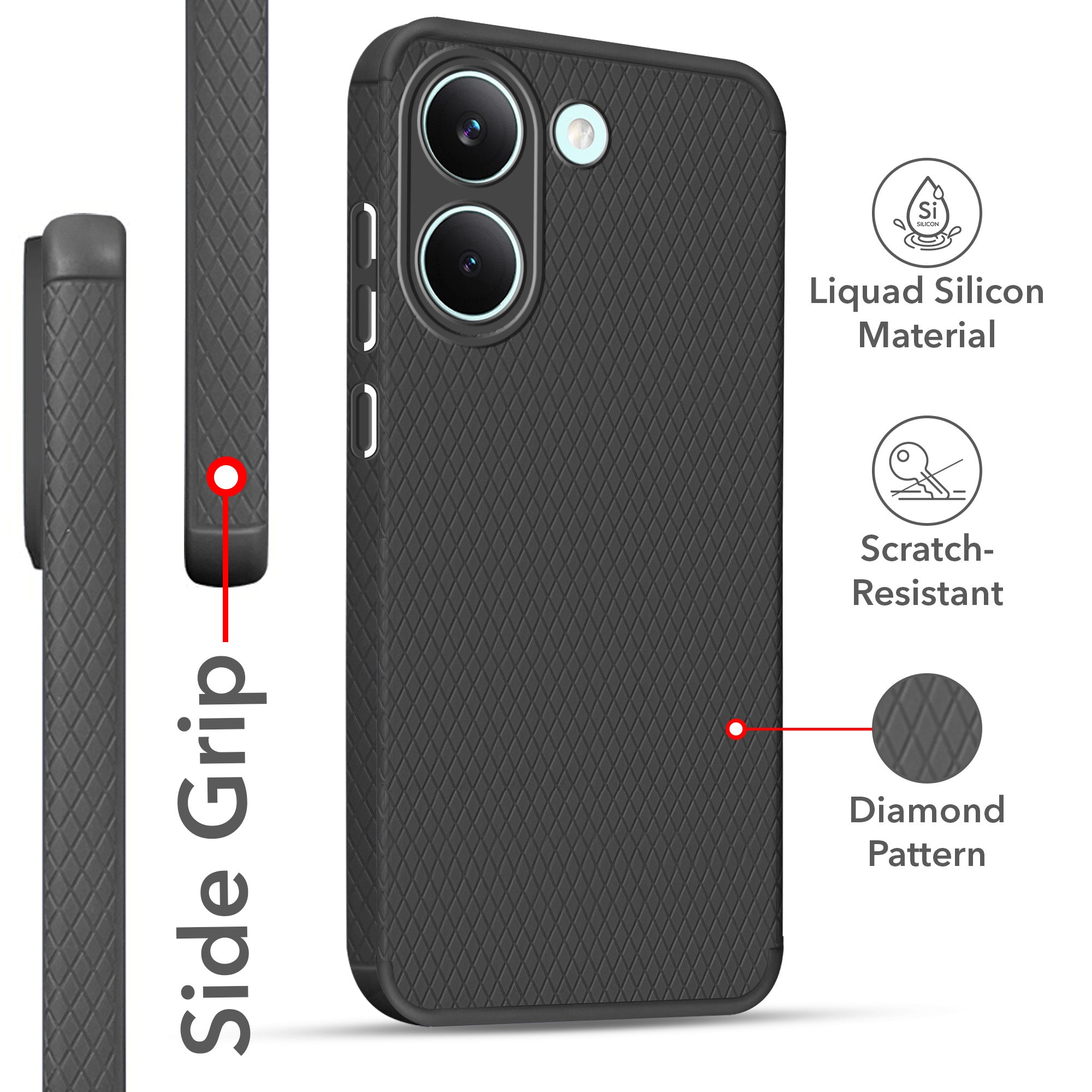 For Poco X8 Pro Back Cover Case Liquid Silicone (Camera Protection | Side Grip Texture | Soft and Flexible)