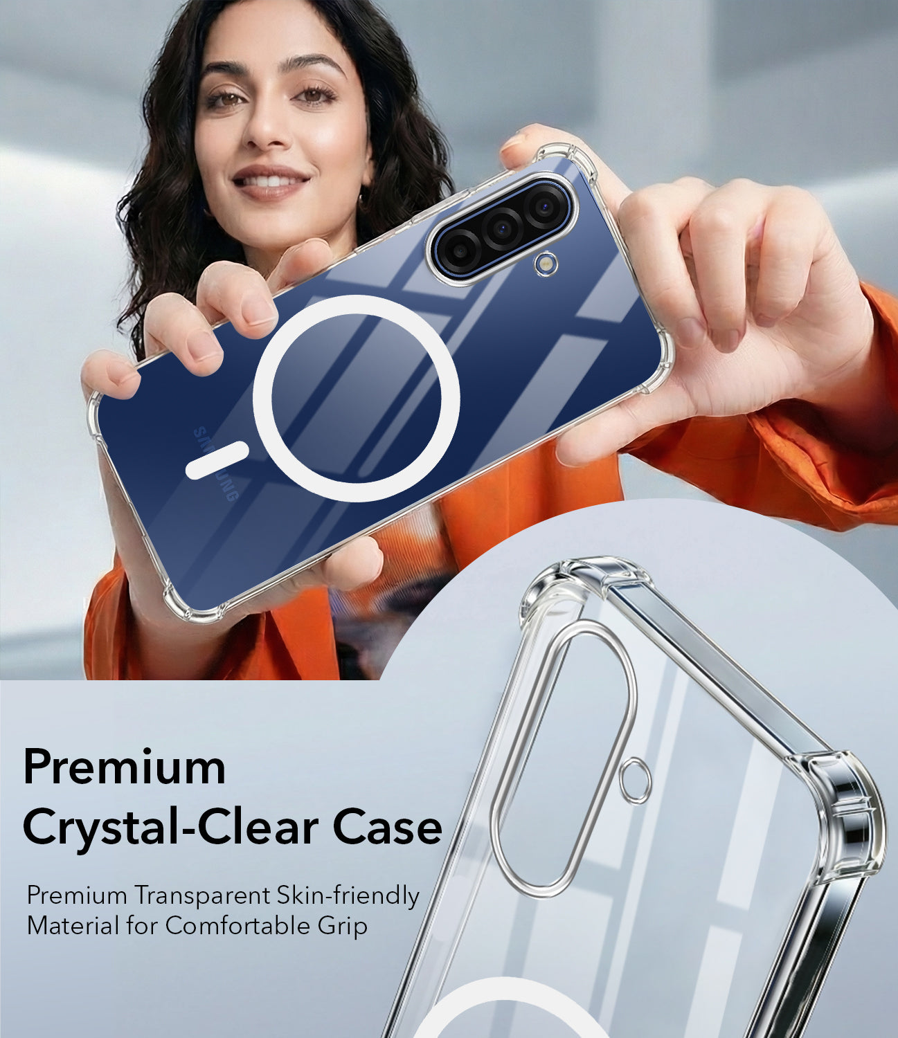 For Samsung Galaxy A17 | Samsung F17 | Samsung M17 5G Back Cover Shockproof Crystal-Clear (Magsafe Wireless Support | Drop & Camera Protection | Hard Polycarbonate)