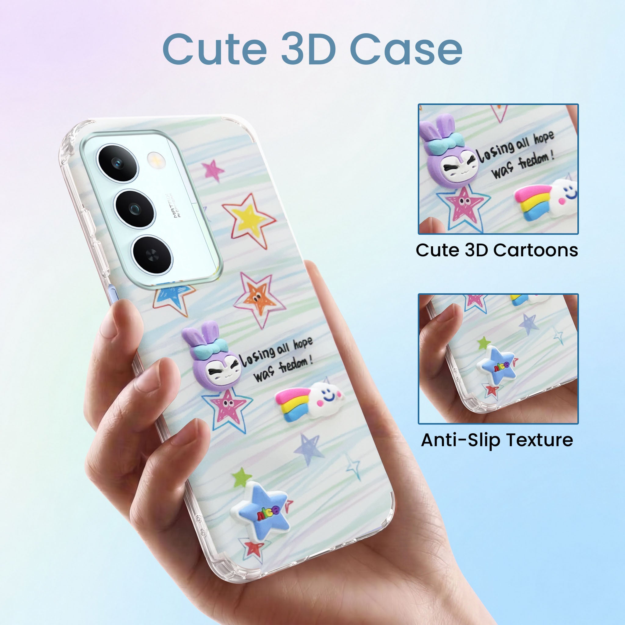 For Realme P4 Lite 5G | Realme Narzo 100 Lite 5G Back Cover Case (3D Cute Cartoons | Hard Back Side Soft | Matte Premium Finish | HD Printing)