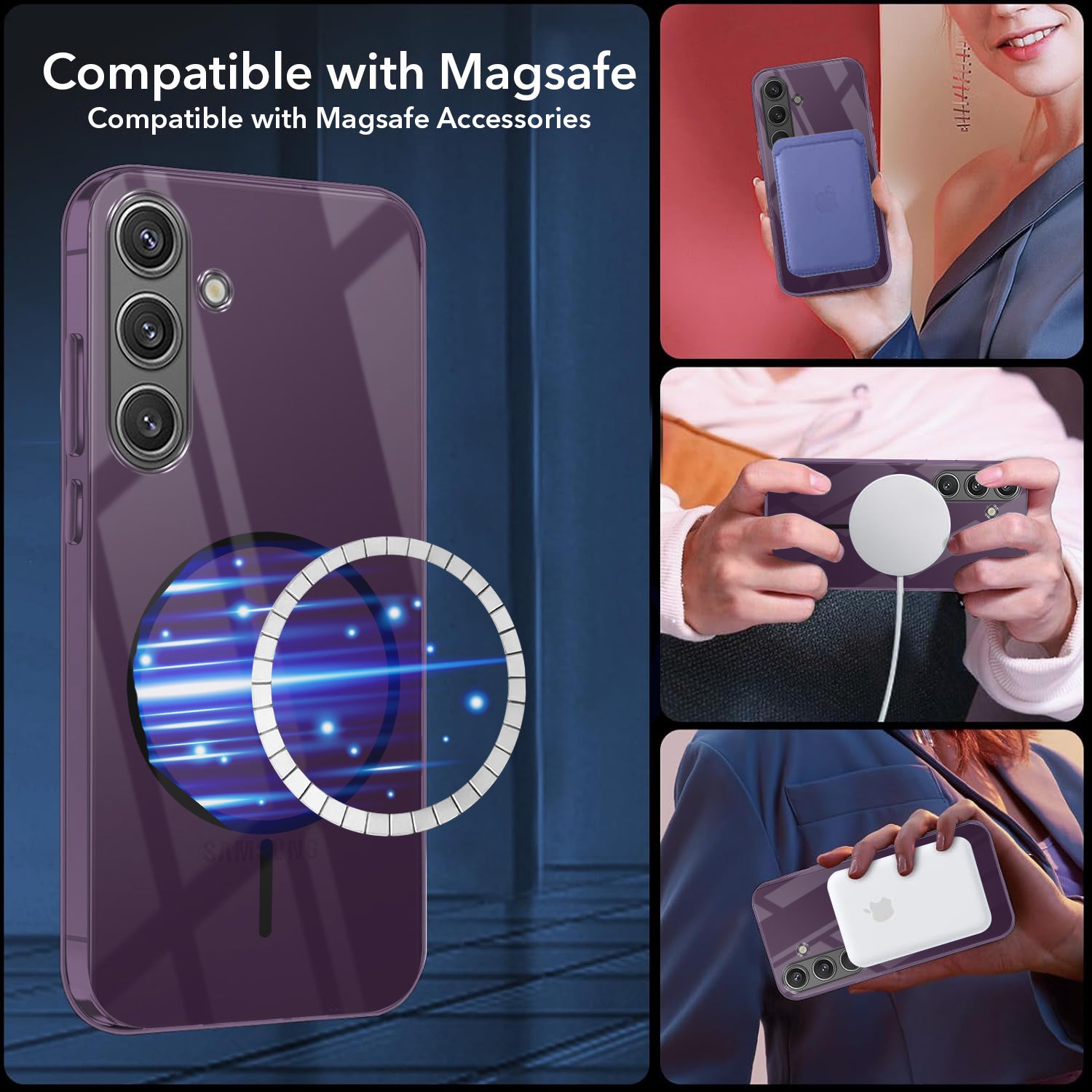 For Samsung Galaxy S24 Back Cover Case (Crystal Clear Case | MagSafe Wireless Charging Support | Hard Anti Yellow | Camera Protection Bump)