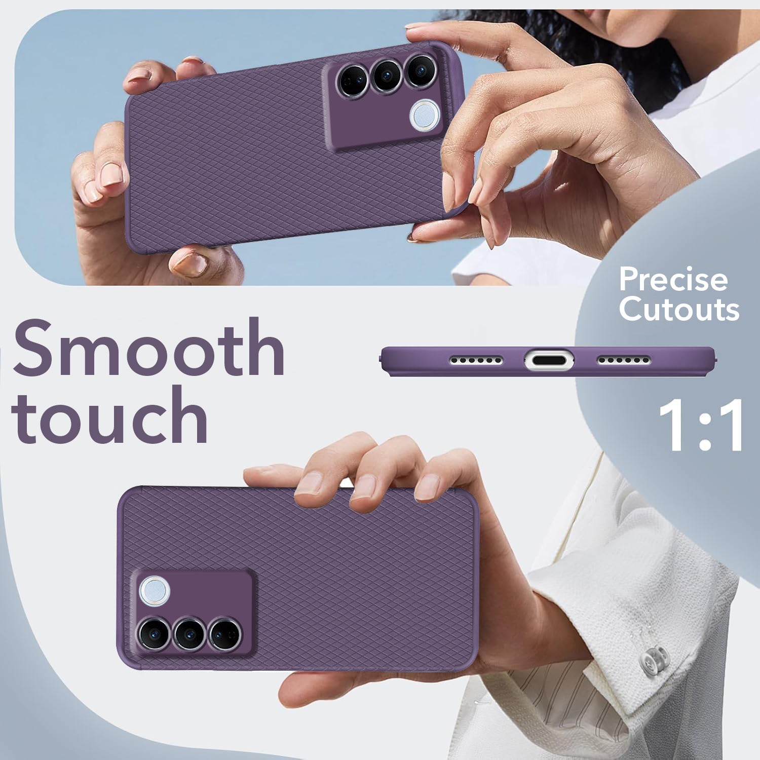 For Vivo V27 | Vivo V27 Pro Back Cover Case (Liquid Silicone | Side Grip | Camera Protection)