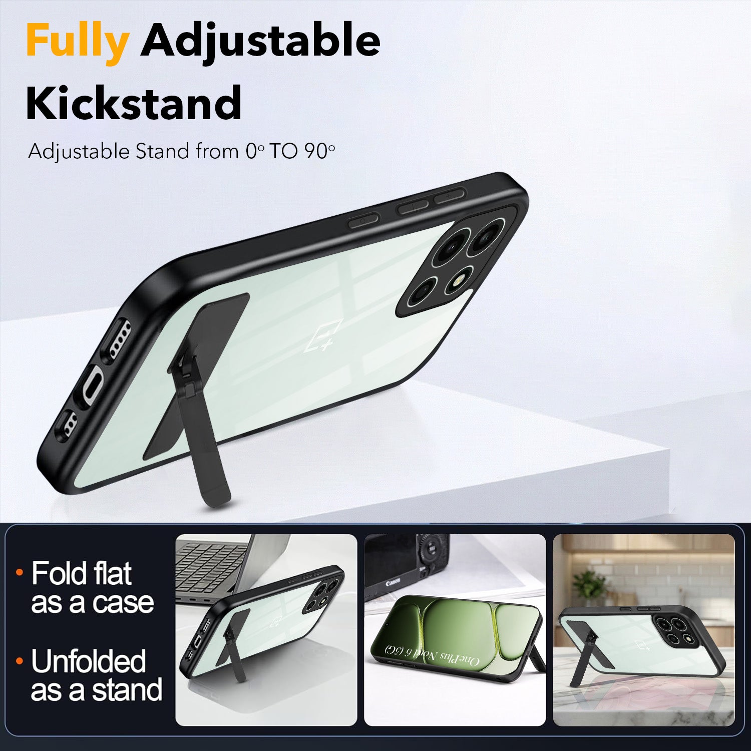 For Oneplus Nord 6 Back Cover Case (Built-in Stand | Lifetime Anti Yellow | Kickstand Shockproof | Camera Protection | MagSafe Compatible)