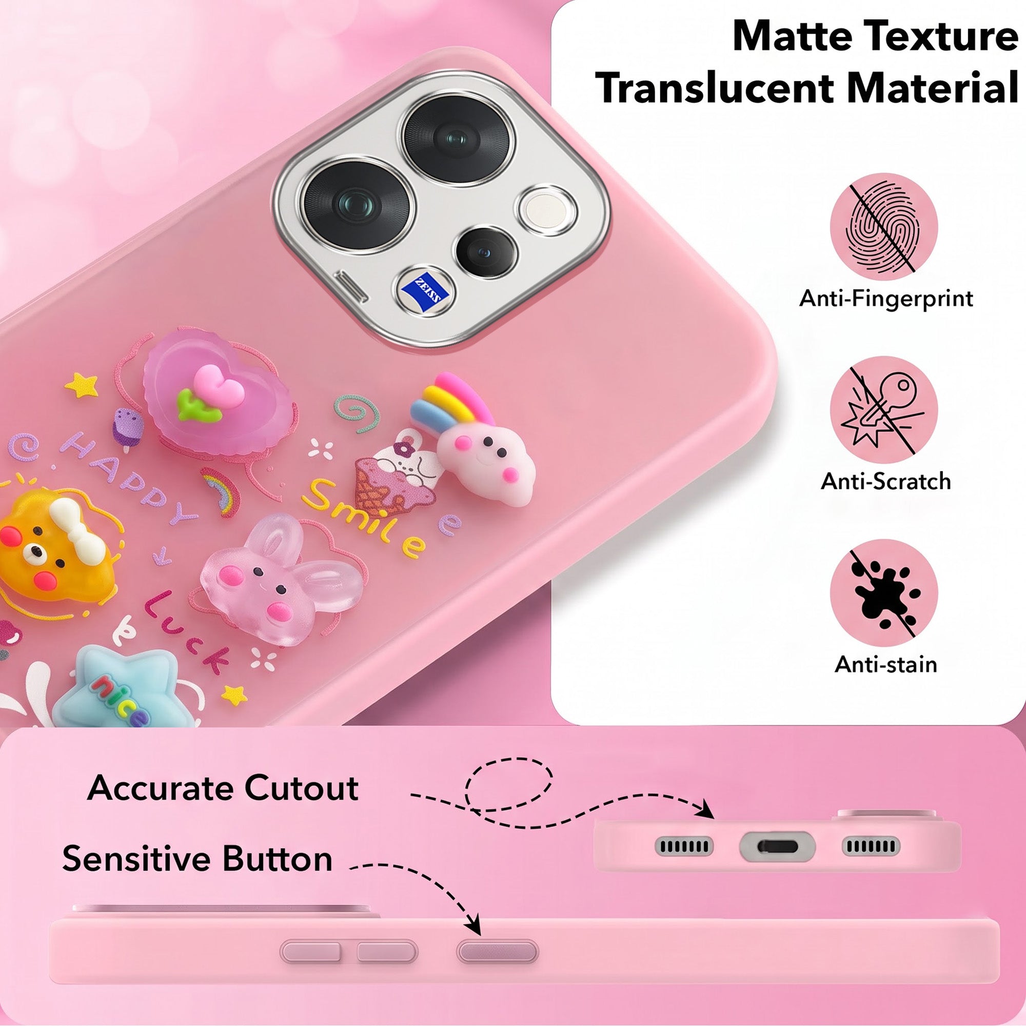 For Vivo V70 | Vivo V70 Elite 5G Back Cover Case (3D Cute Cartoons | Hard Back Side Soft | Matte Premium Finish | HD Printing)