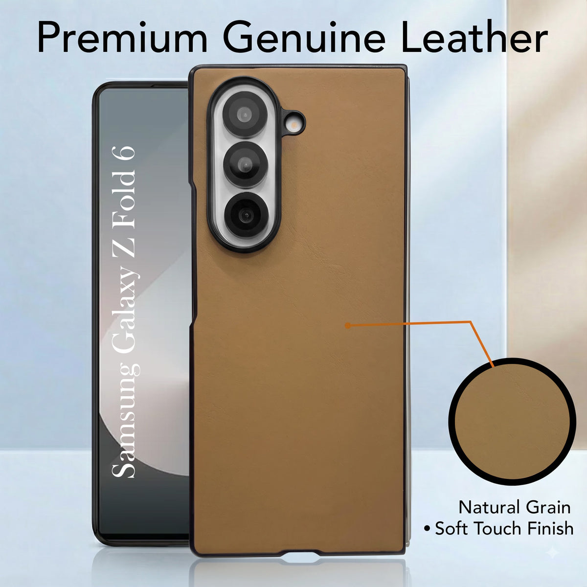 For Samsung Galaxy Z Fold 6 5G Premium Cover Case (Soft Leather Touch | Interior Protective Cloth | Slim 360* Protection)