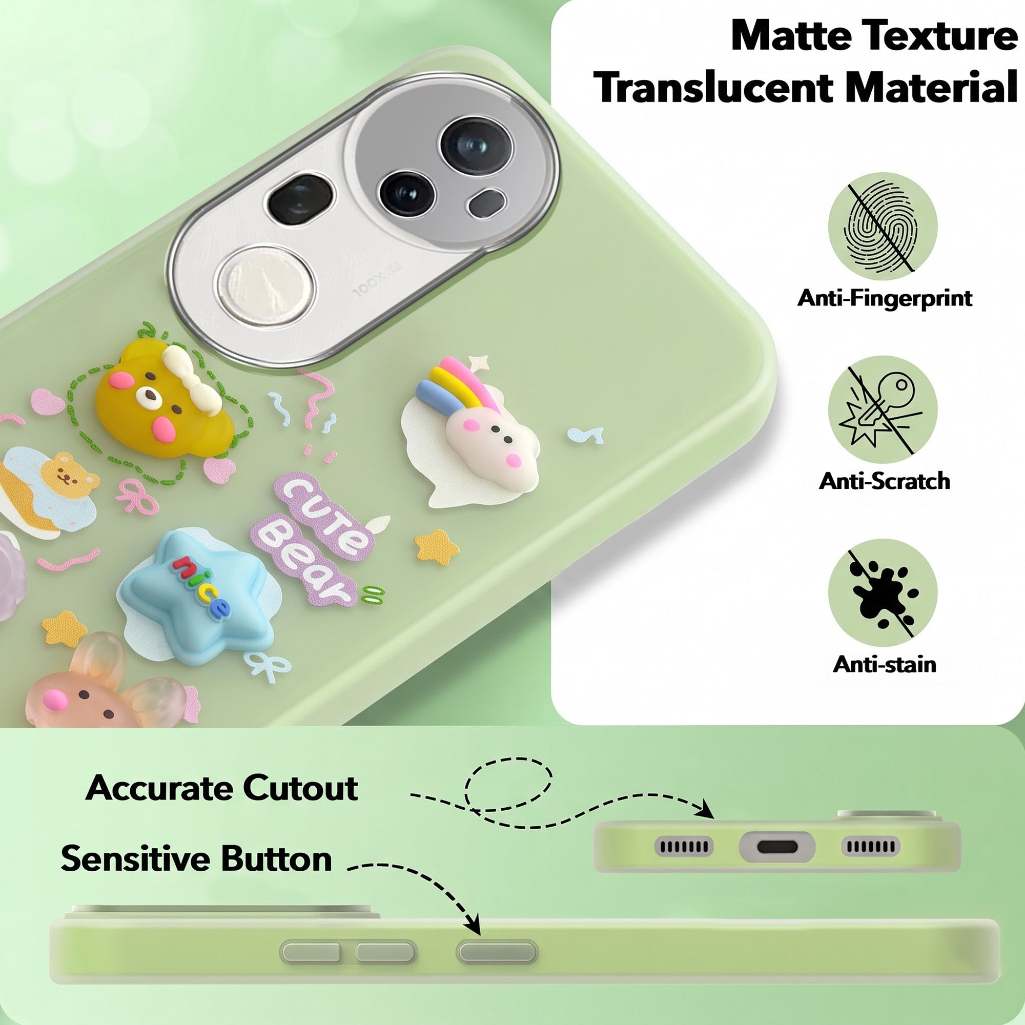 For Vivo T4 Ultra Back Cover Case (3D Cute Cartoons | Hard Back Side Soft | Matte Premium Finish | HD Printing)