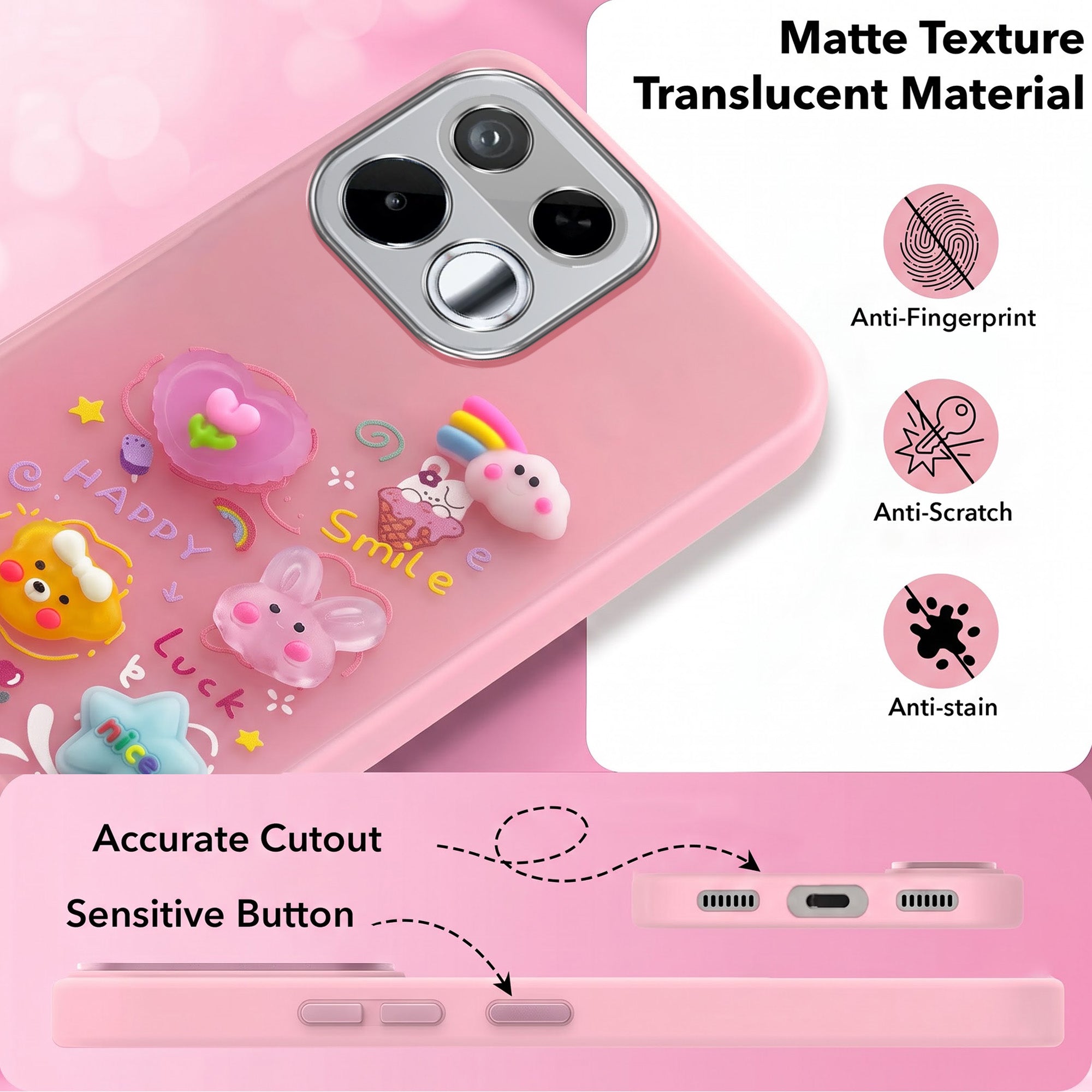 For Realme 16T 5G Back Cover Case (3D Cute Cartoons | Hard Back Side Soft | Matte Premium Finish | HD Printing)