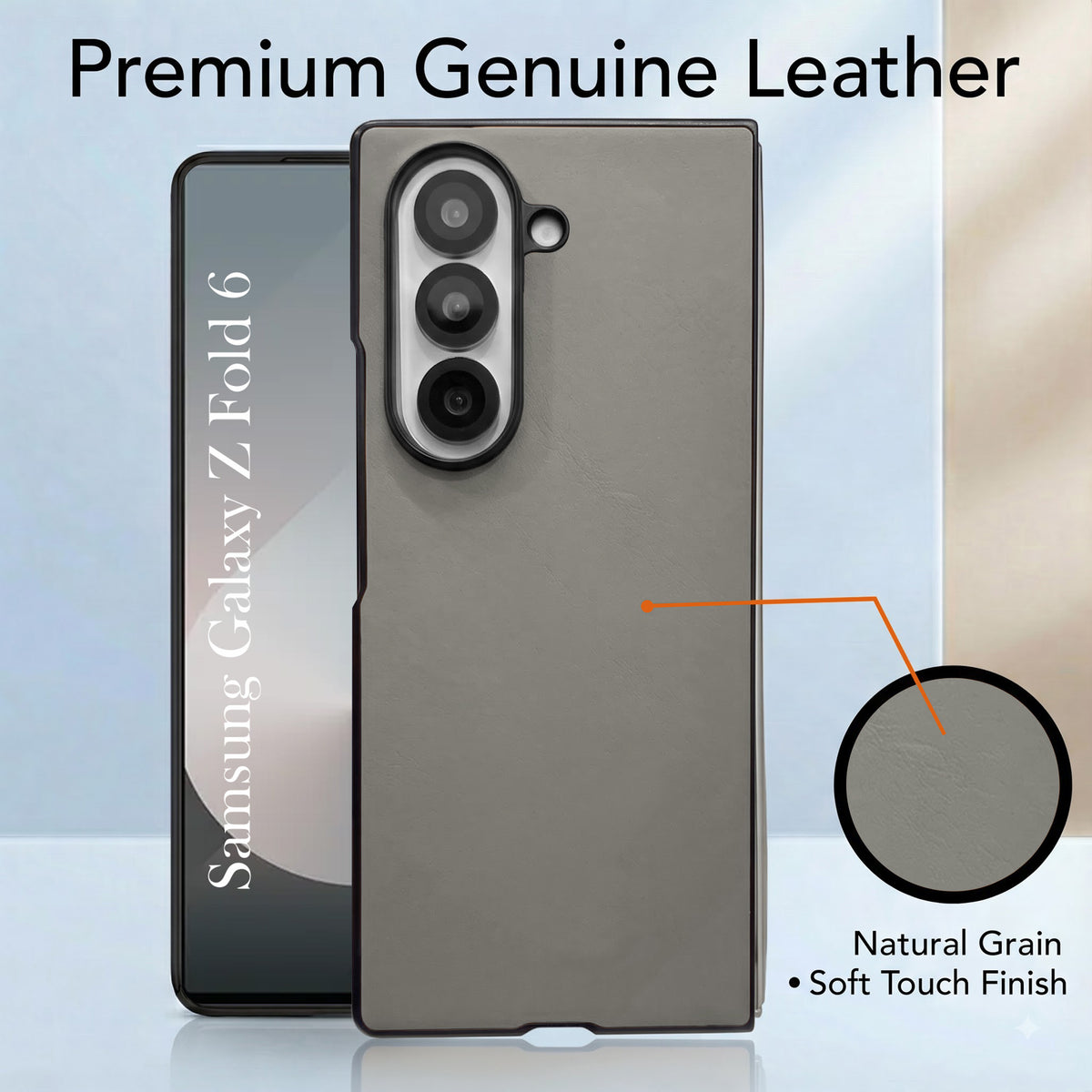 For Samsung Galaxy Z Fold 6 5G Premium Cover Case (Soft Leather Touch | Interior Protective Cloth | Slim 360* Protection)