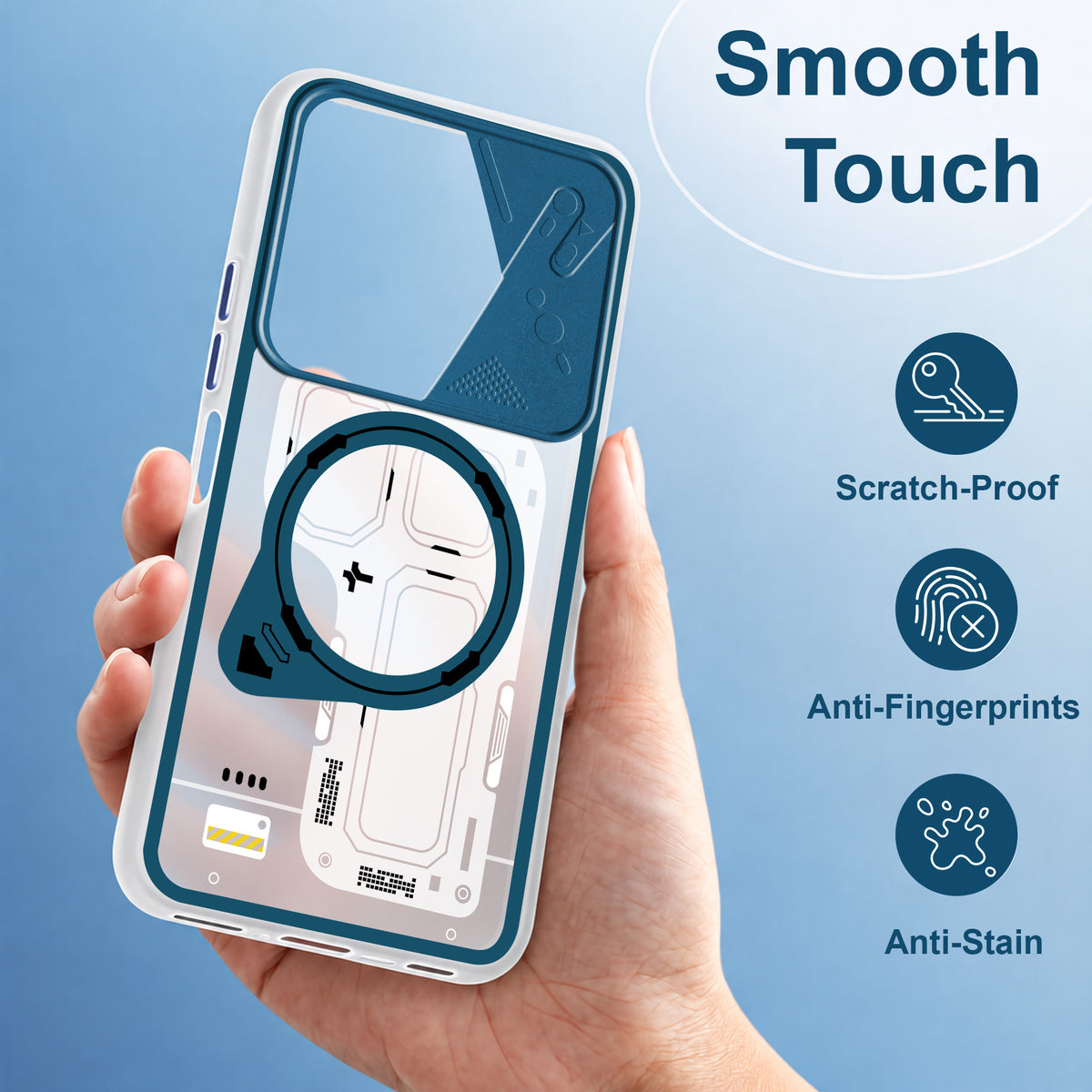 For Vivo iQOO Z10x Metallic Back Cover Case (Metallic Camera Protection & Buttons | Translucent Milky Shade | Hard Polycarbonate)