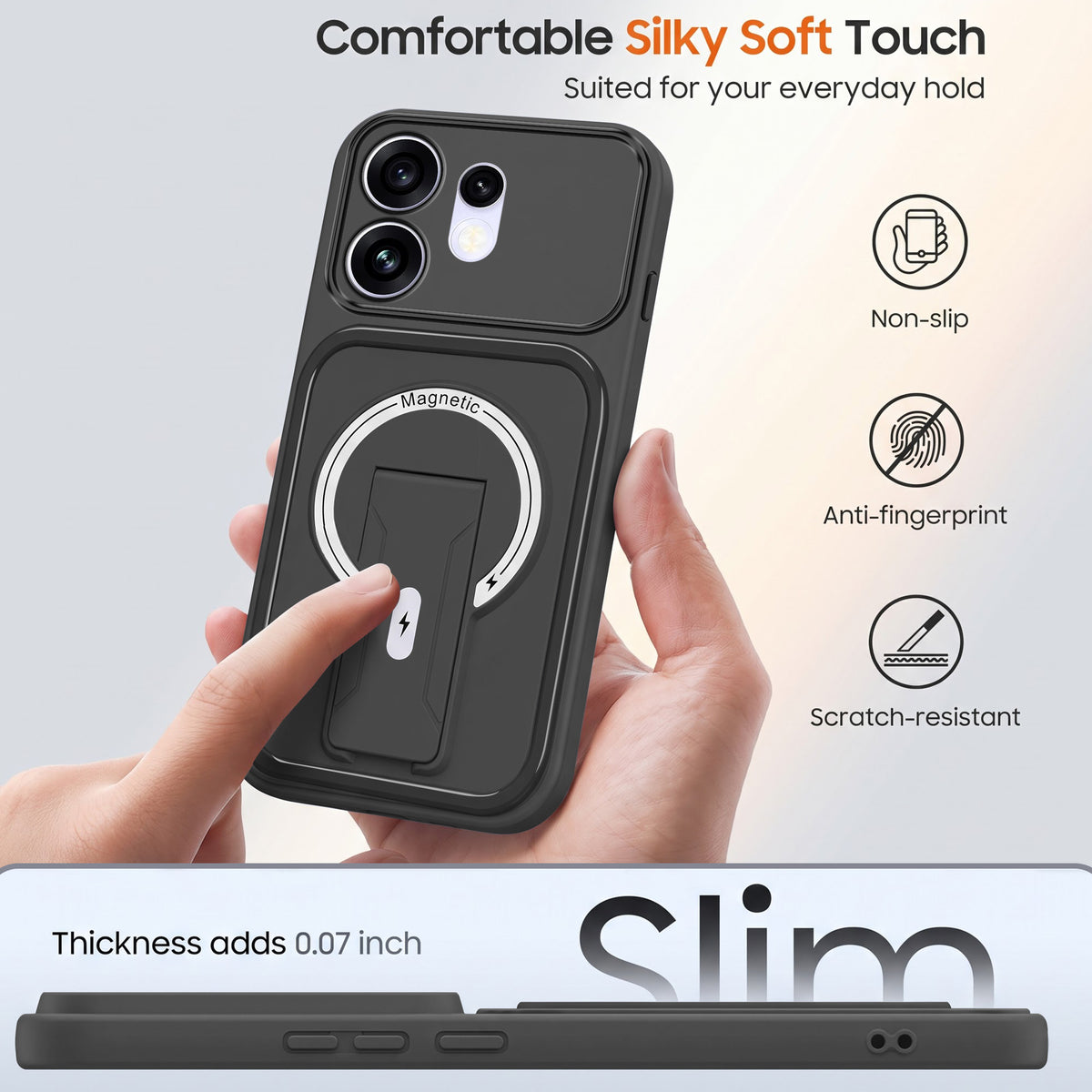 For Oppo Reno 16 Back Case Cover Metallic (Hybrid Armor Kickstand | MagSafe Compatible | Camera Protection Shockproof)