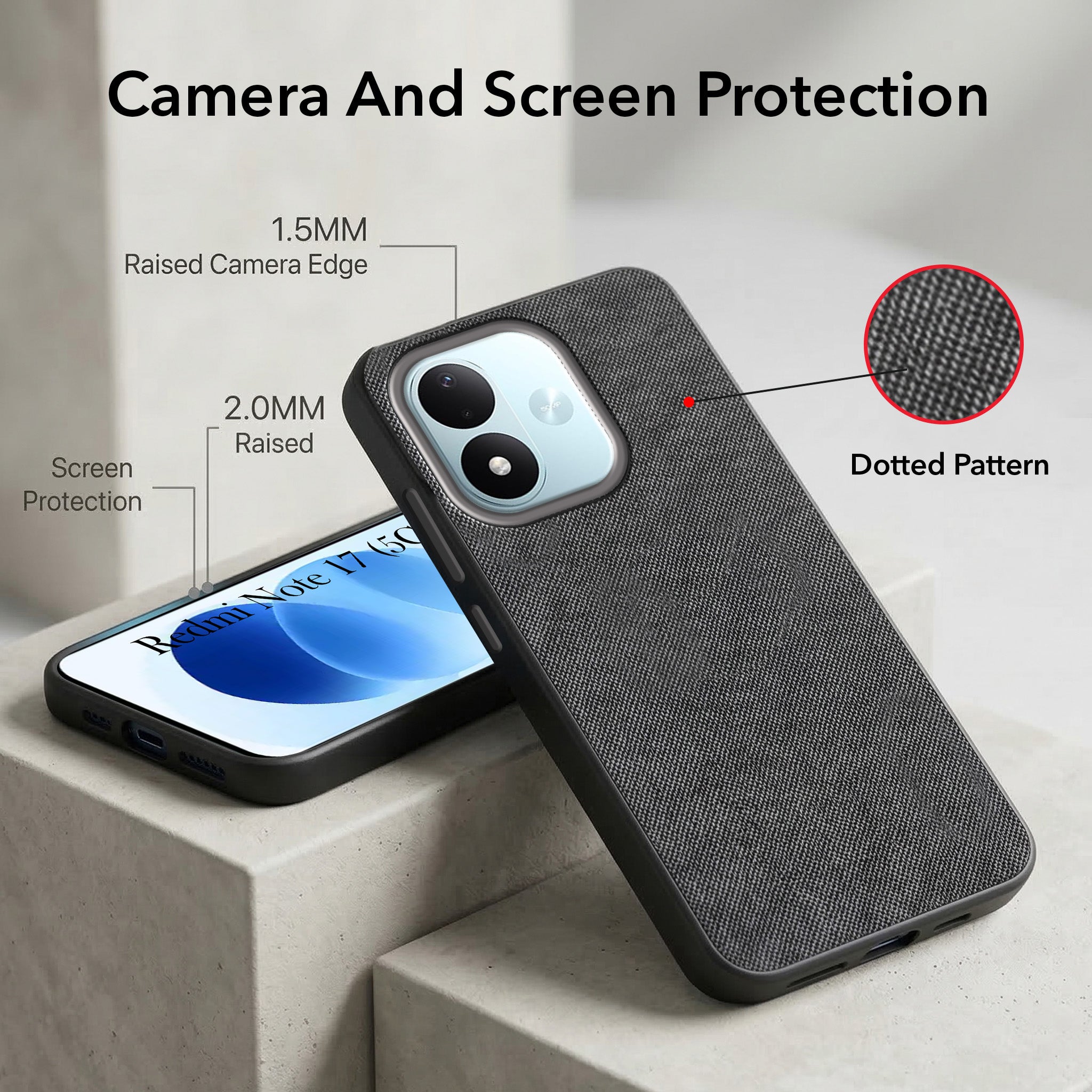 For Redmi Note 17 5G Back Cover Case Rubberised (Textured Grip Design| Micro-Fiber Cloth Inside | Slim and Light Weight | Soft Touch and Feel)