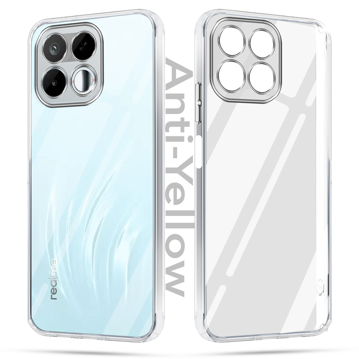 For Realme 16T 5G Combo with Back Cover and 9H Tempered Glass (Lifetime Anti-Yellow | Sleek Hard Crystal | Oleophobic Coating Screen Glass)