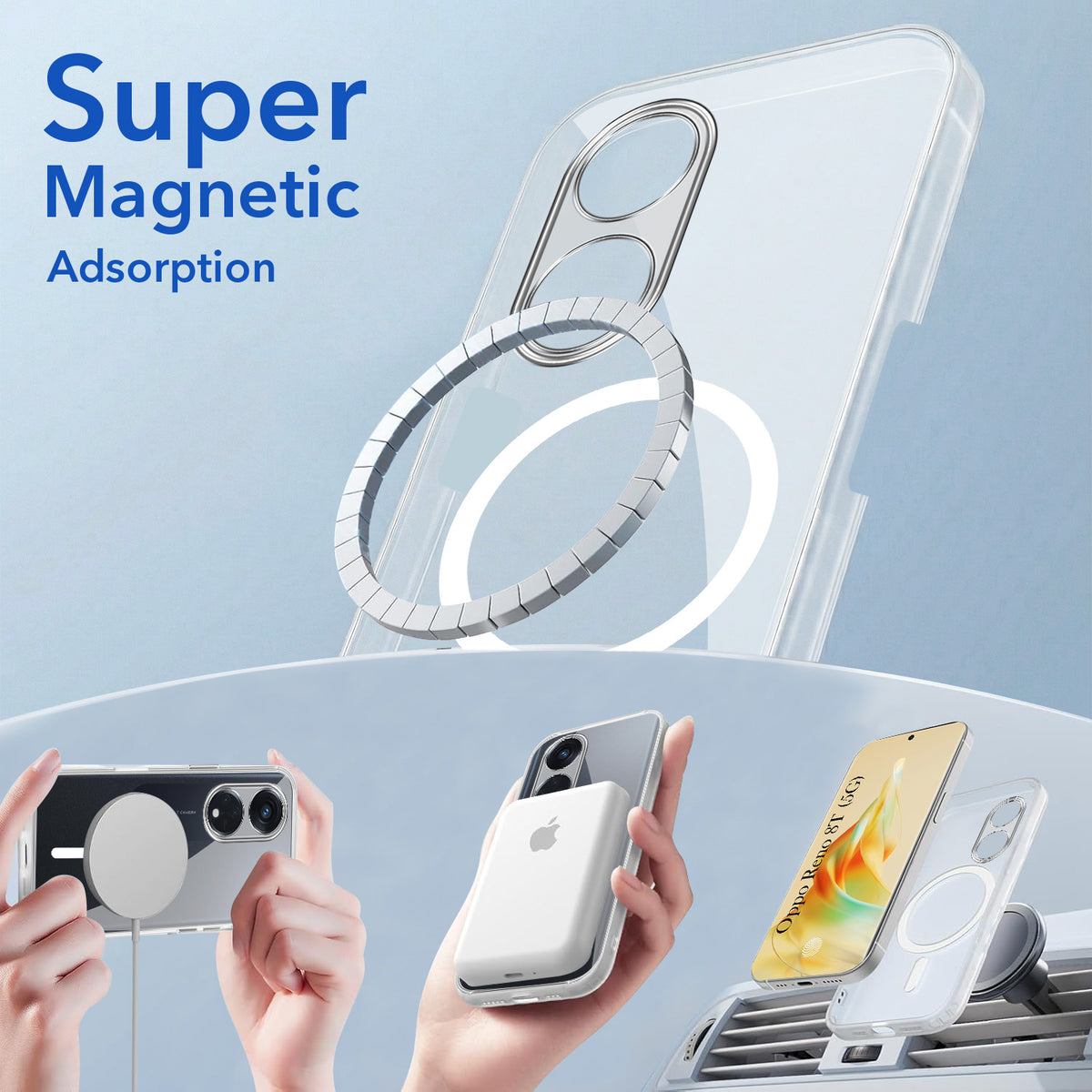 For Oppo Reno 8T Back Cover Shockproof Crystal-Clear (Magsafe Wireless Support | Drop & Camera Protection | Hard Polycarbonate)