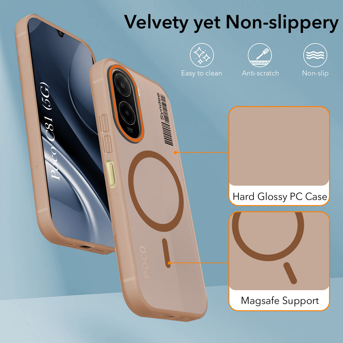 For Poco C81 5G Back Cover Case (Soft Touch | Camera Bump Protection | MagSafe Compatible | Matte Finish)