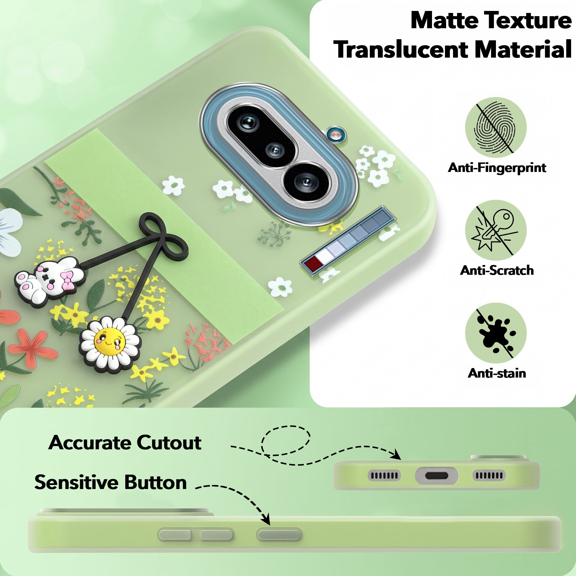 For Nothing Phone 4A 5G Back Cover Case (3D Cute Cartoons | Hard Back Side Soft | Matte Premium Finish | HD Printing)