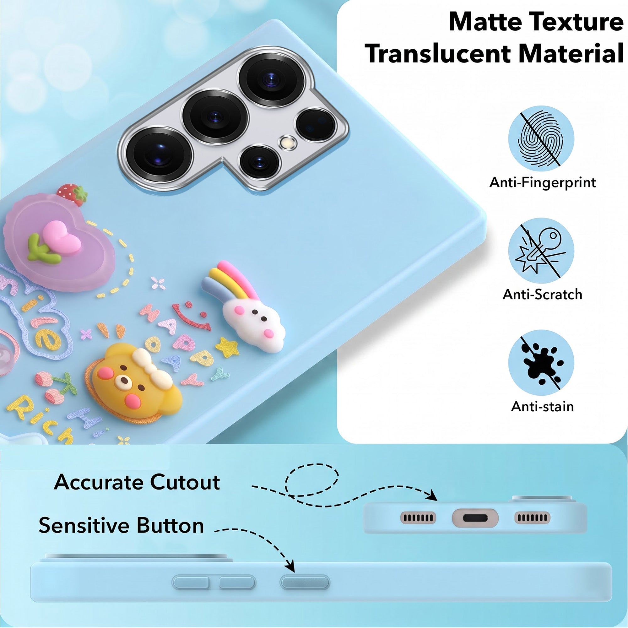 For Samsung Galaxy S25 Ultra Back Cover Case (3D Cute Cartoons | Hard Back Side Soft | Matte Premium Finish | HD Printing)