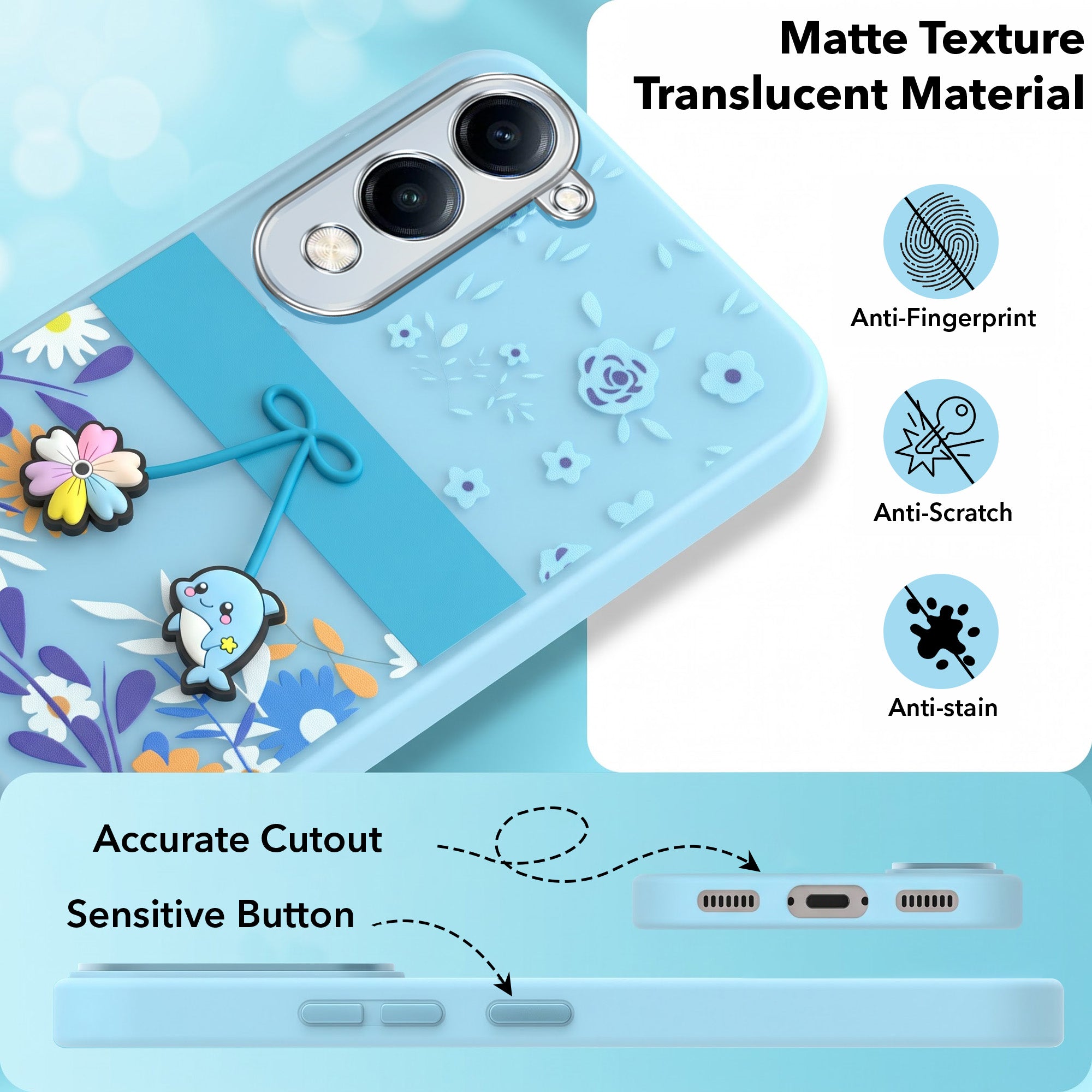 For Vivo iQOO Z10 Lite Back Cover Case (3D Cute Cartoons | Hard Back Side Soft | Matte Premium Finish | HD Printing)
