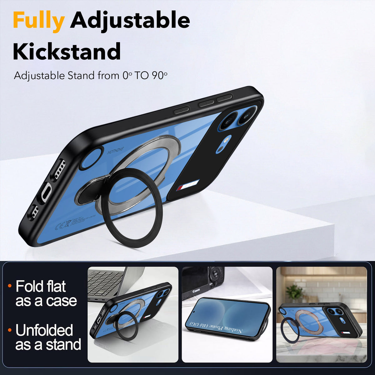 For Nothing Phone 4B 5G Back Cover Case (Kick Stand Ring Holder | Life time Anti Yellow | Camera Protection)