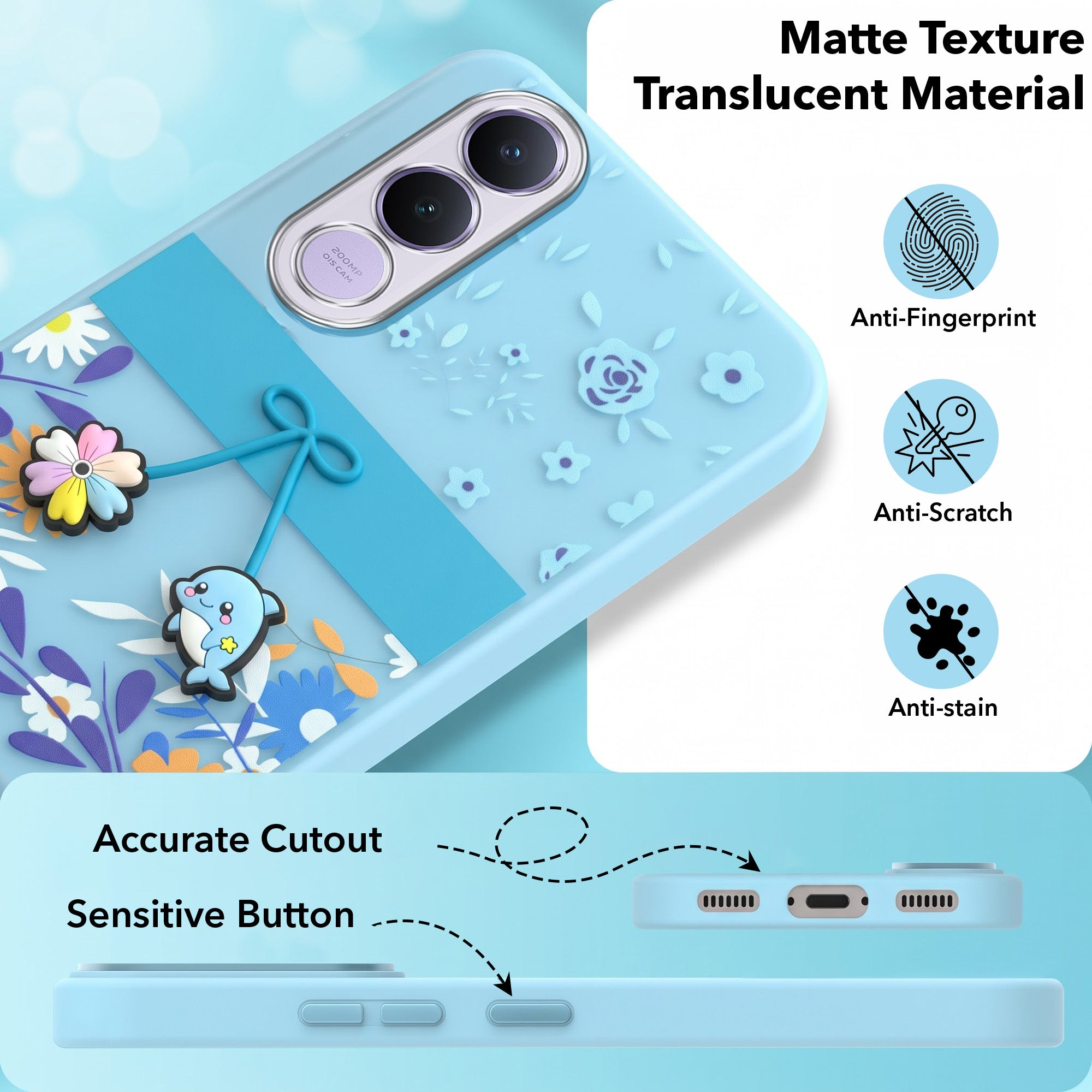 For Vivo V70 FE 5G Back Cover Case (3D Cute Cartoons | Hard Back Side Soft | Matte Premium Finish | HD Printing)
